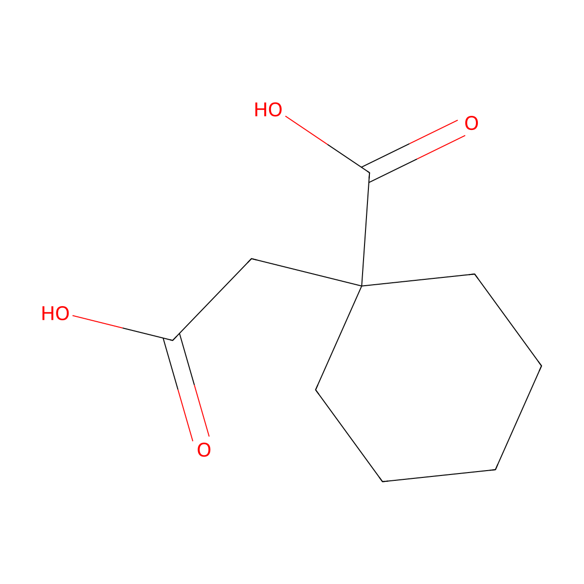 1-Carboxycyclohexaneacetic acid molecular structure, CAS 67950-95-2