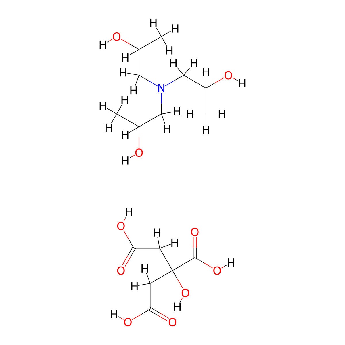 Tris(2-hydroxypropyl)ammonium citrate molecular structure, CAS 67952-34-5