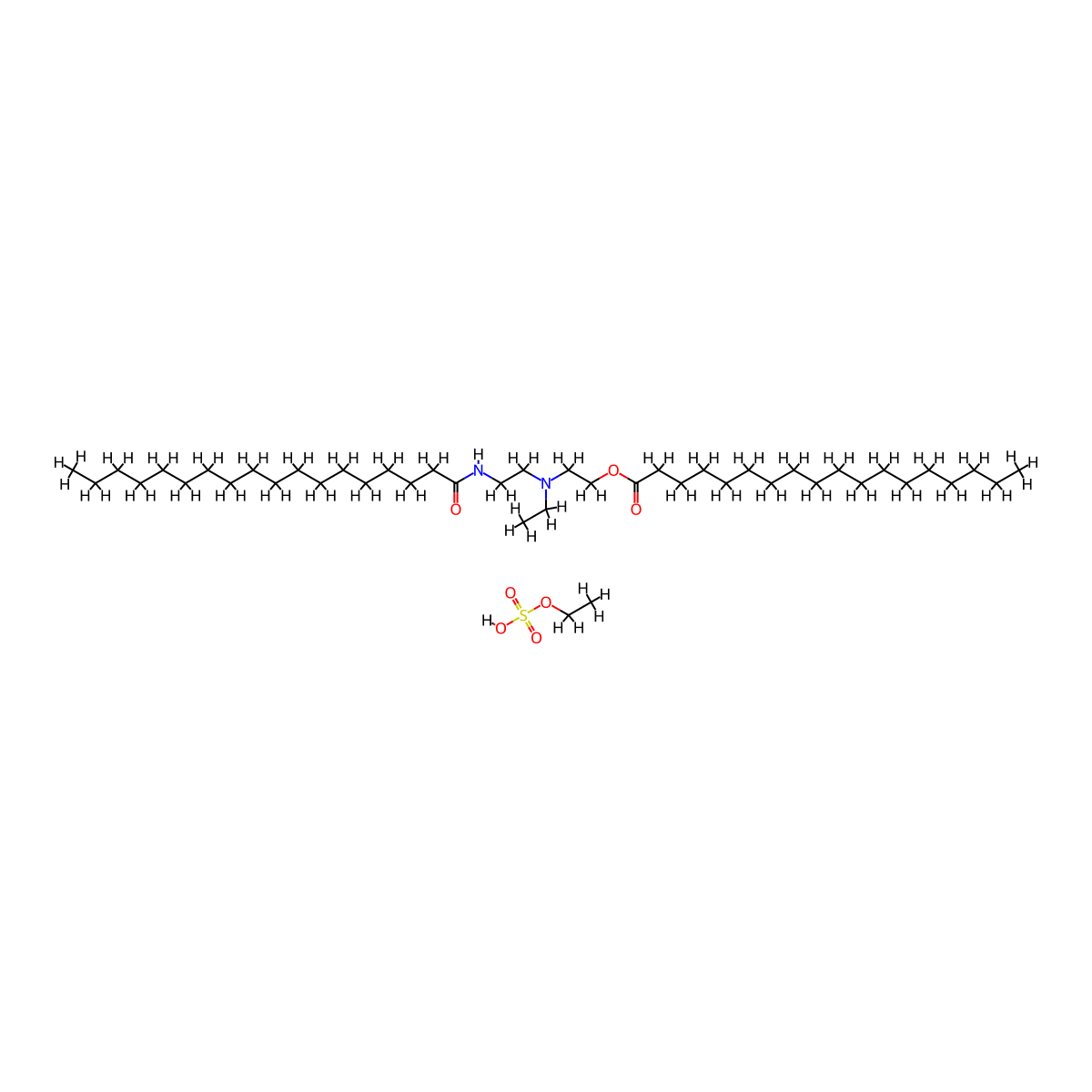Octadecanoic acid, 2-(ethyl(2-((1-oxooctadecyl)amino)ethyl)amino)ethyl ester, ethyl sulfate (1:1) molecular structure, CAS 67952-48-1