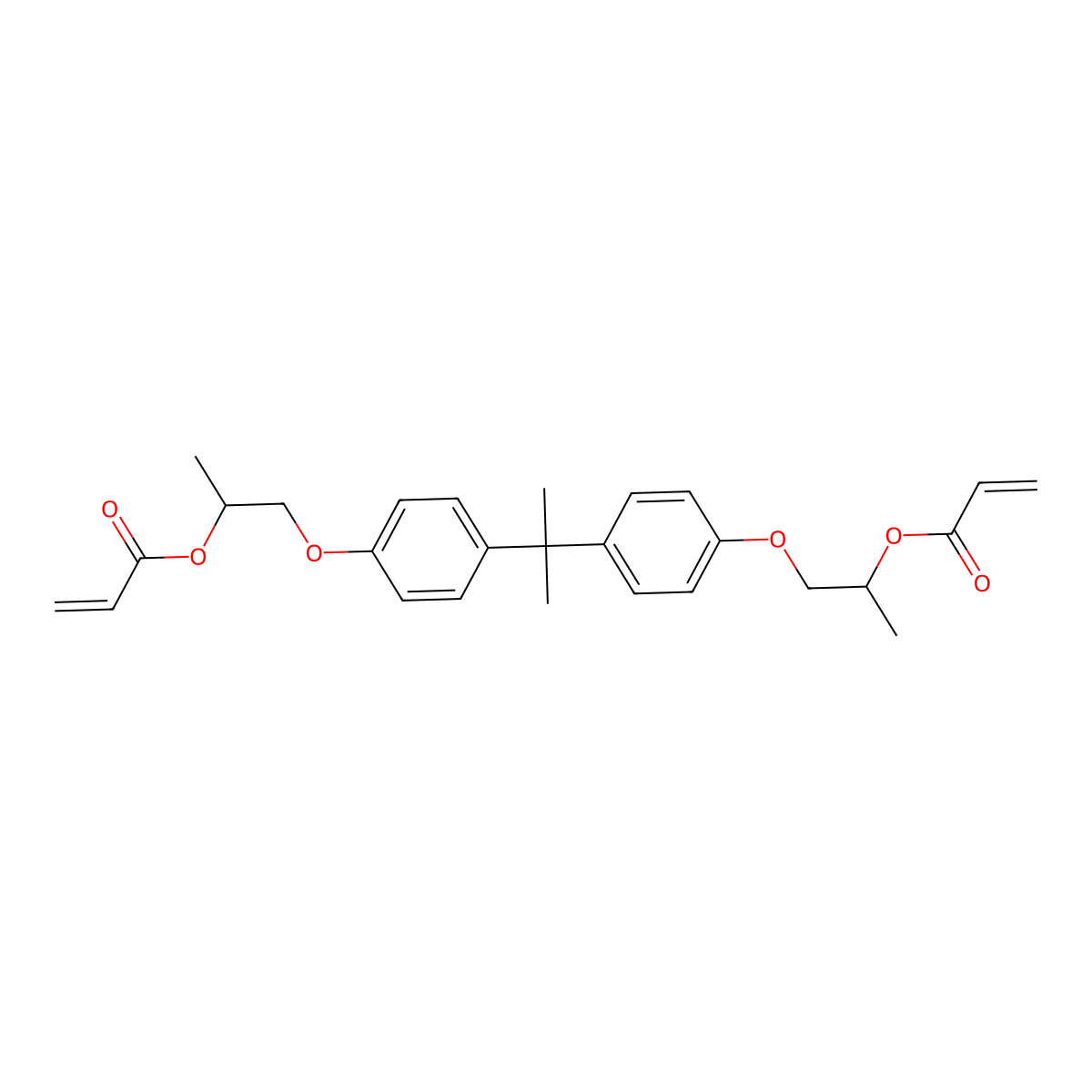 2-Propenoic acid, 1,1'-[(1-methylethylidene)bis[4,1-phenyleneoxy(1-methyl-2,1-ethanediyl)]] ester molecular structure, CAS 67952-50-5