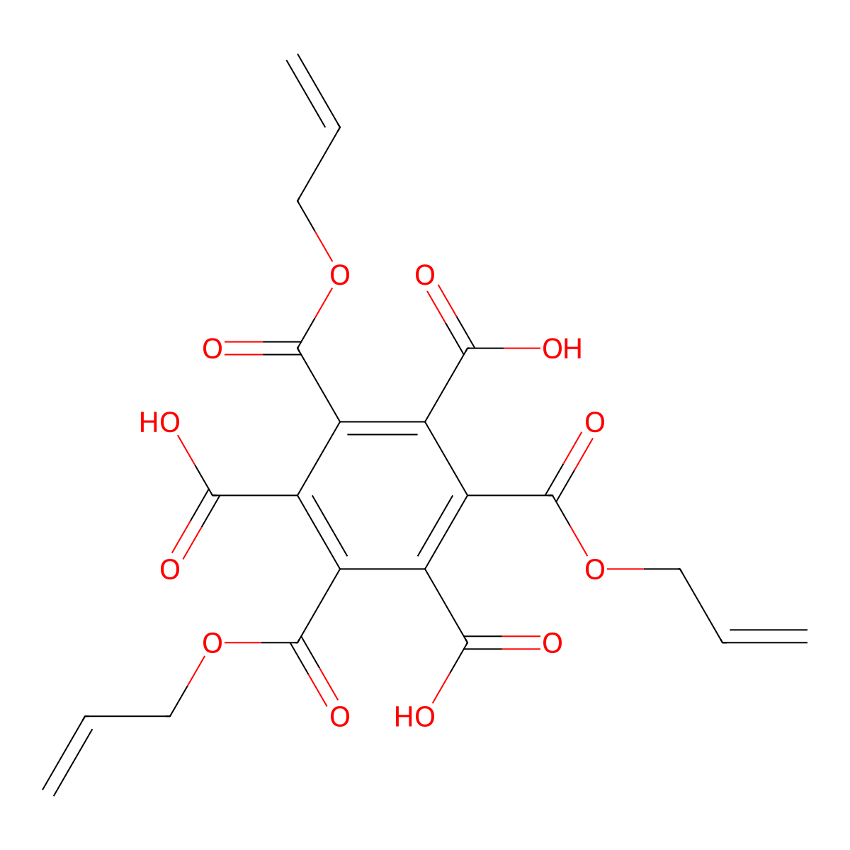 1,2,3,4,5,6-Benzenehexacarboxylic acid, 1,3,5-tri-2-propen-1-yl ester molecular structure, CAS 67952-51-6