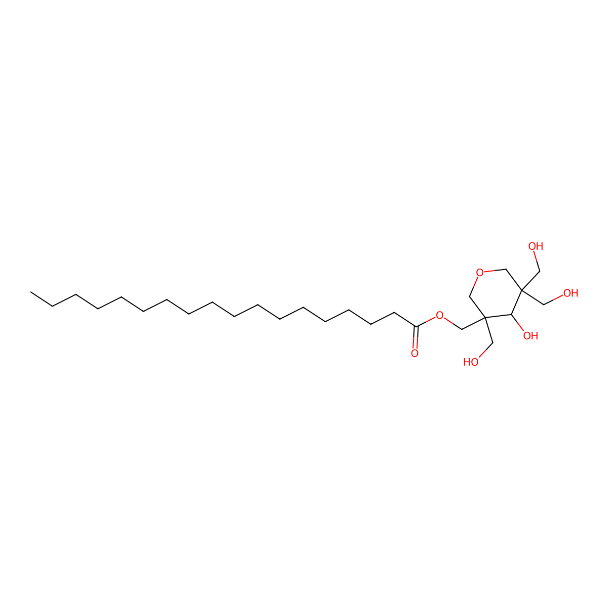 Octadecanoic acid, [tetrahydro-4-hydroxy-3,5,5-tris(hydroxymethyl)-2H-pyran-3-yl]methyl ester molecular structure, CAS 67953-13-3