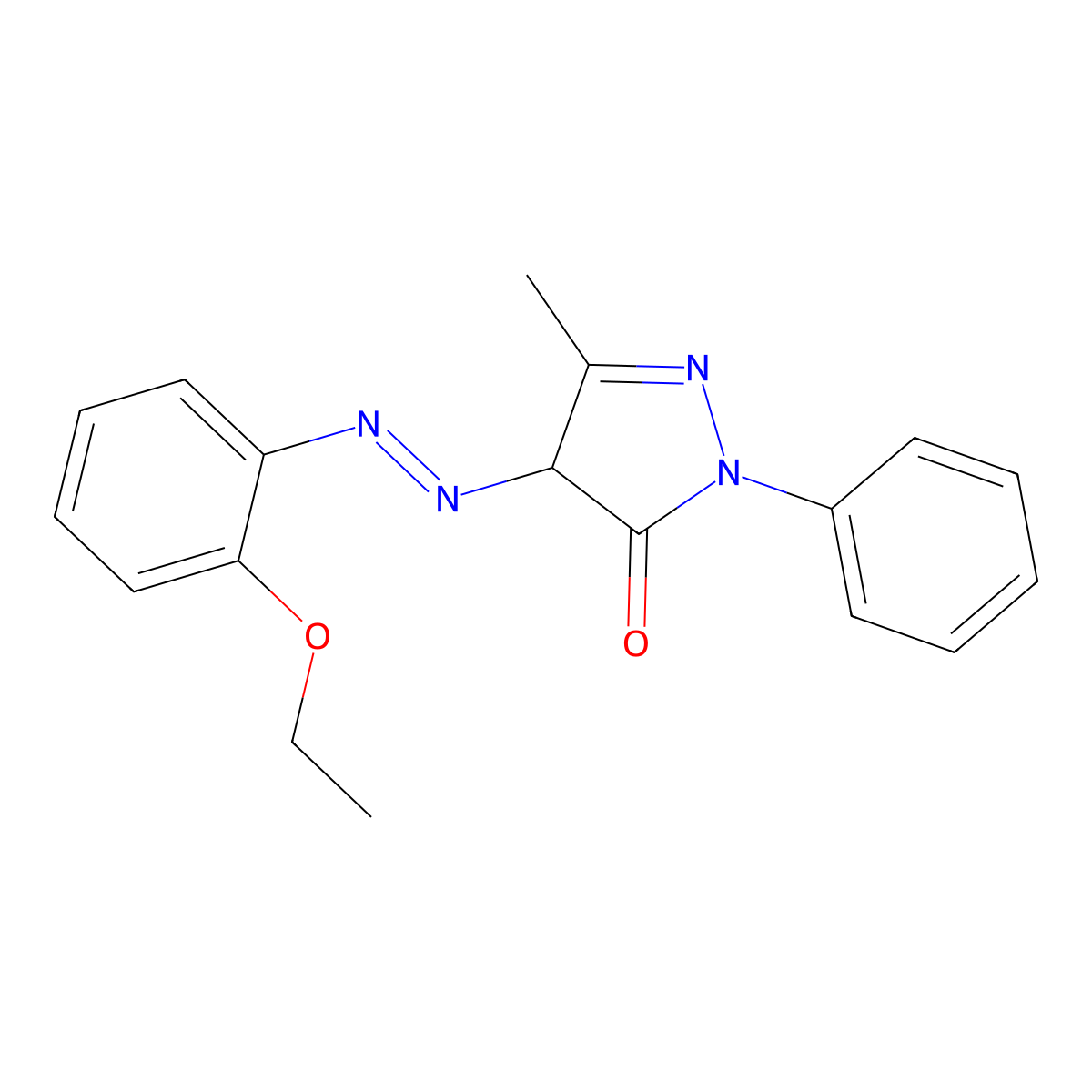 3H-Pyrazol-3-one, 4-[2-(2-ethoxyphenyl)diazenyl]-2,4-dihydro-5-methyl-2-phenyl- molecular structure, CAS 67969-66-8