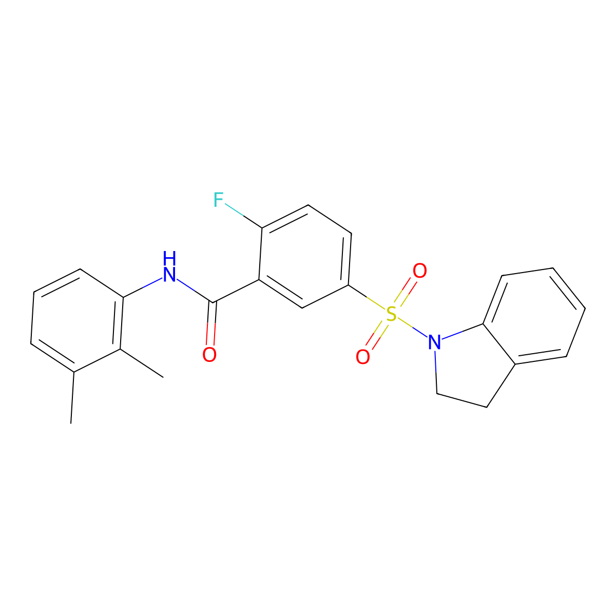 5-(2,3-Dihydro-1H-indole-1-sulfonyl)-N-(2,3-dimethylphenyl)-2-fluorobenzamide molecular structure, CAS 6797-72-4