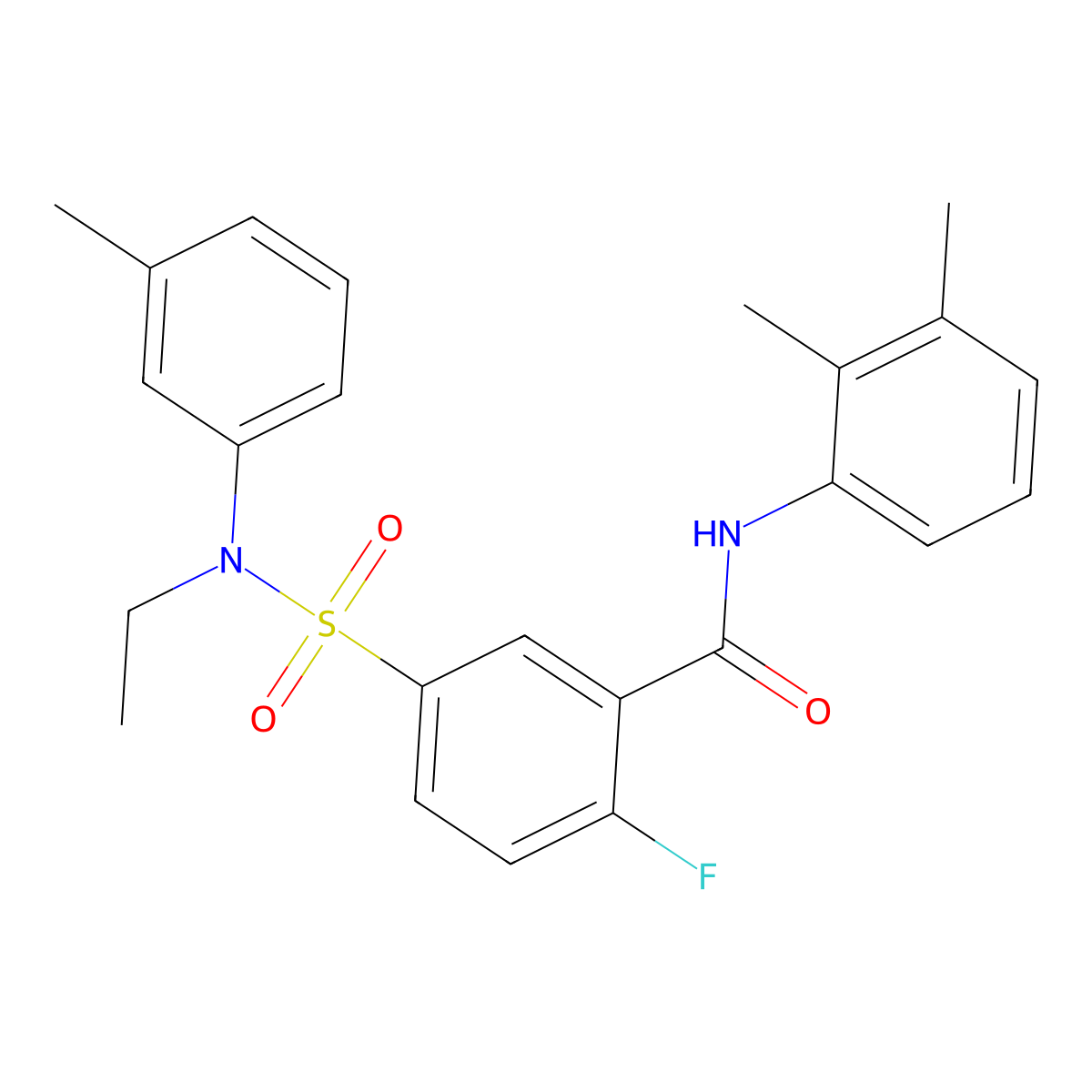 N-(2,3-Dimethylphenyl)-5-[ethyl(3-methylphenyl)sulfamoyl]-2-fluorobenzamide molecular structure, CAS 6797-73-5