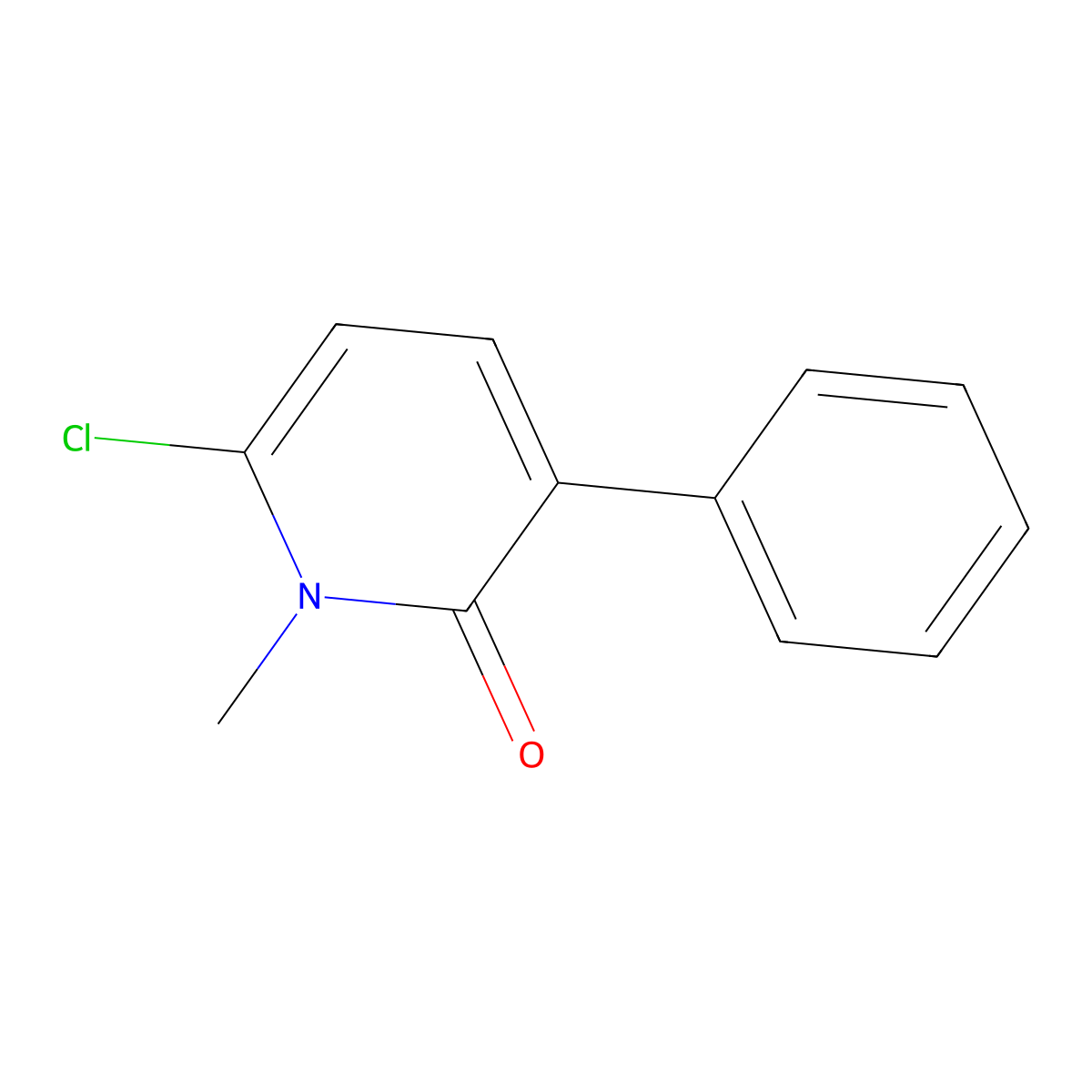 6-Chloro-1-methyl-3-phenylpyridin-2(1H)-one molecular structure, CAS 67970-91-6