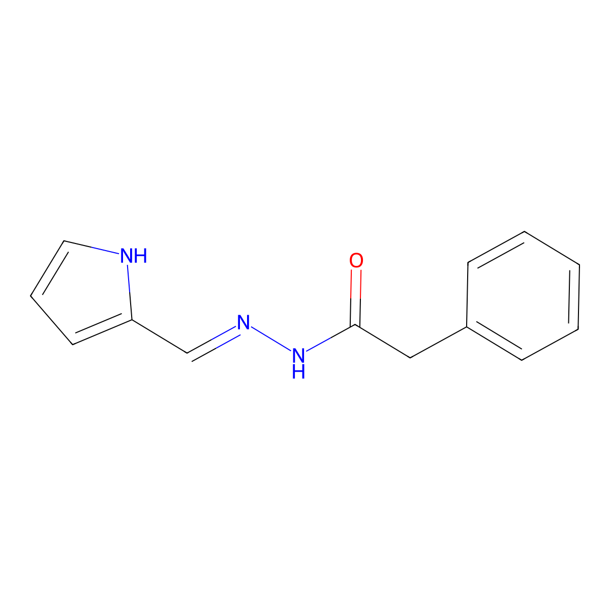 Benzeneacetic acid, 2-(1H-pyrrol-2-ylmethylene)hydrazide molecular structure, CAS 67973-81-3