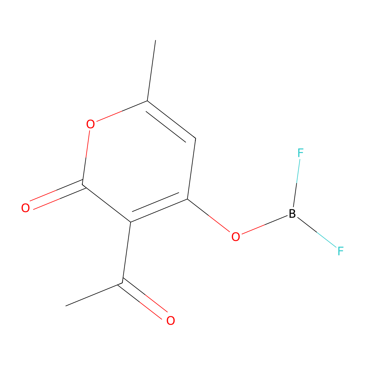 3-acetyl-6-methyl-2-oxo-2H-pyran-4-yl difluoridoborate molecular structure, CAS 67977-10-0