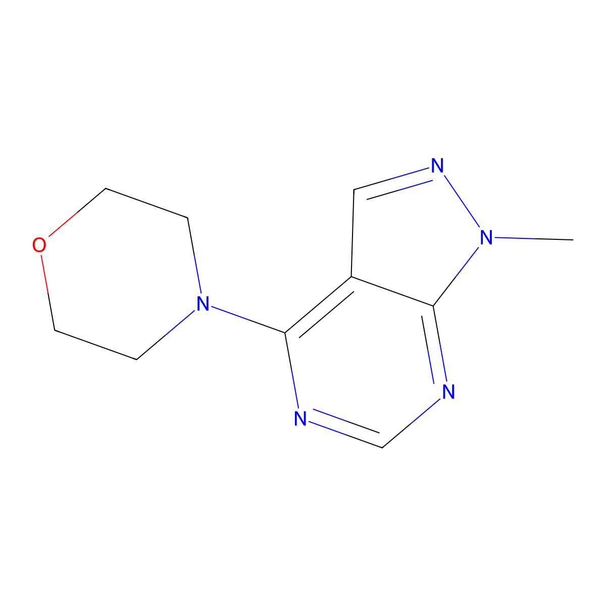 4-(1-methyl-1H-pyrazolo[3,4-d]pyrimidin-4-yl)morpholine molecular structure, CAS 679785-14-9