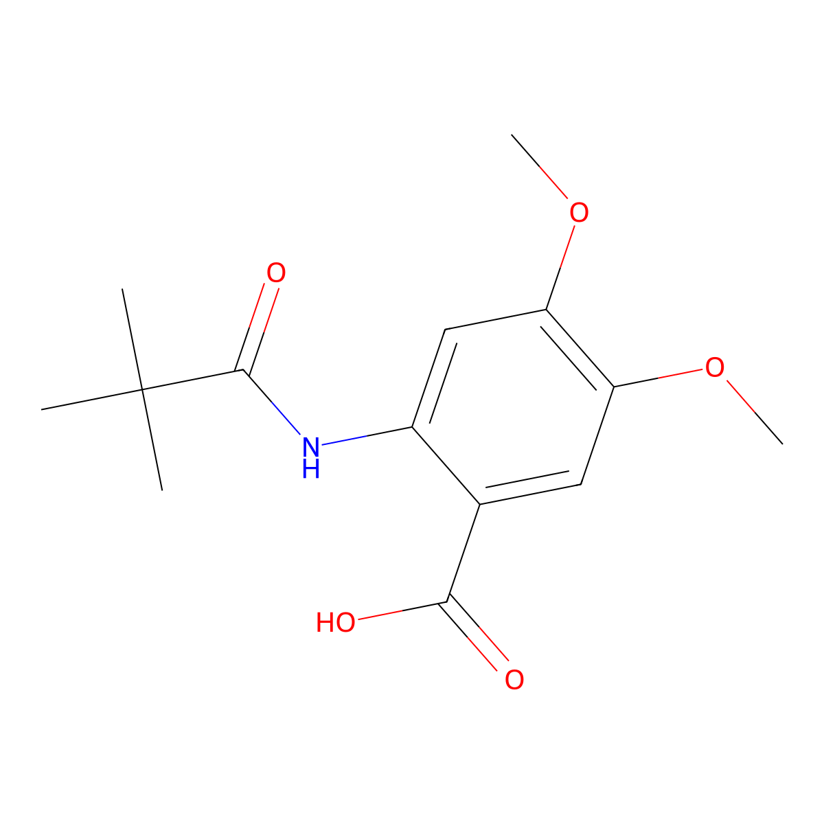 2-(2,2-Dimethylpropanamido)-4,5-dimethoxybenzoic acid molecular structure, CAS 679785-24-1