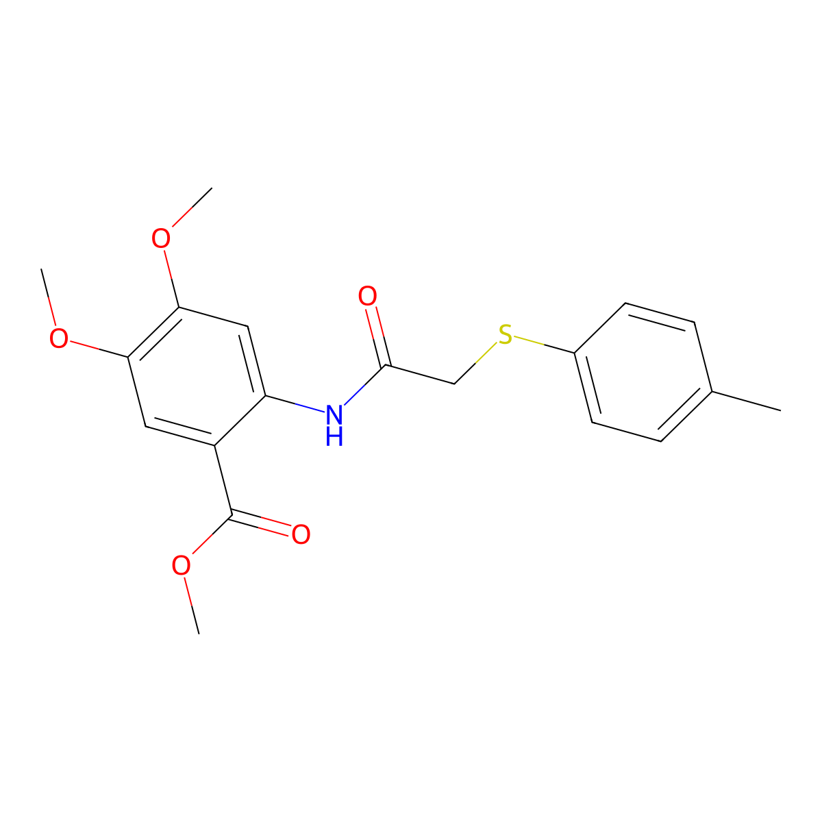 Methyl 4,5-dimethoxy-2-({[(4-methylphenyl)thio]acetyl}amino)benzoate molecular structure, CAS 679785-30-9