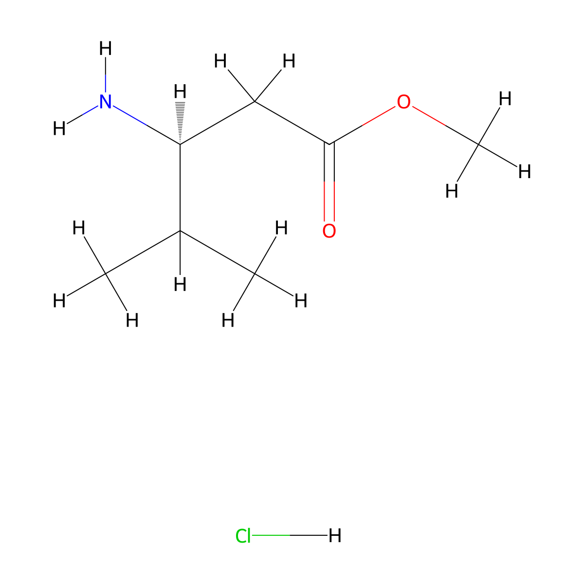 methyl (3S)-3-amino-4-methylpentanoate hydrochloride molecular structure, CAS 679789-35-6