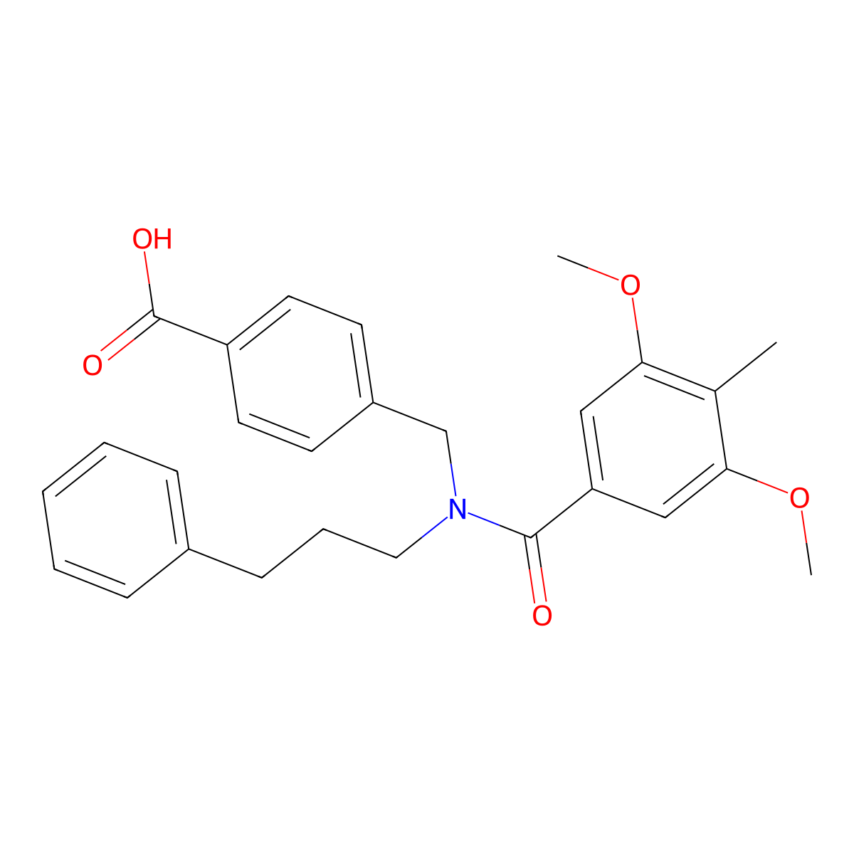 4-[[(3,5-Dimethoxy-4-methylbenzoyl)-(3-phenylpropyl)amino]methyl]benzoic acid molecular structure, CAS 679790-27-3