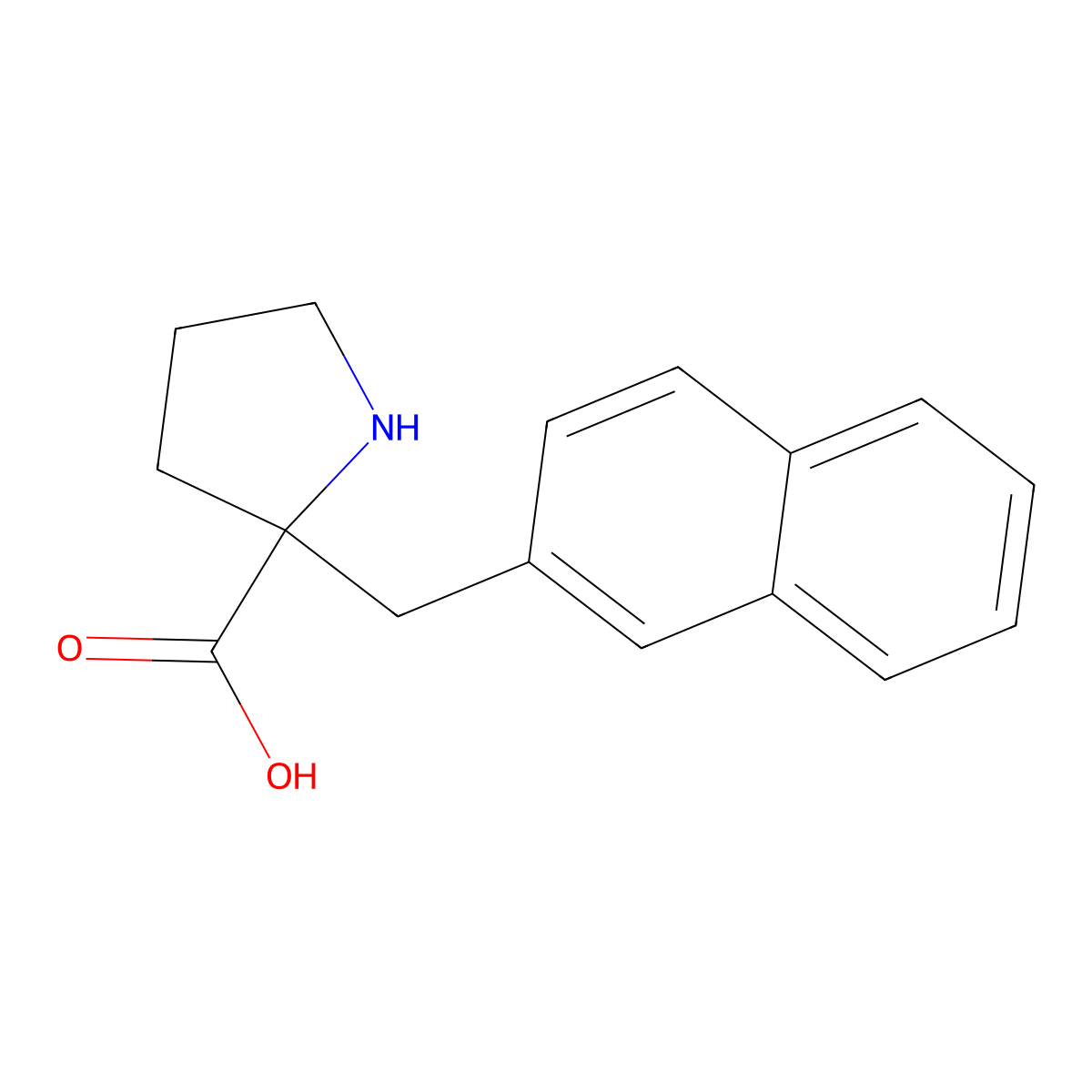 (R)-2-(naphthalen-2-ylmethyl)pyrrolidine-2-carboxylic acid molecular structure, CAS 679796-42-0