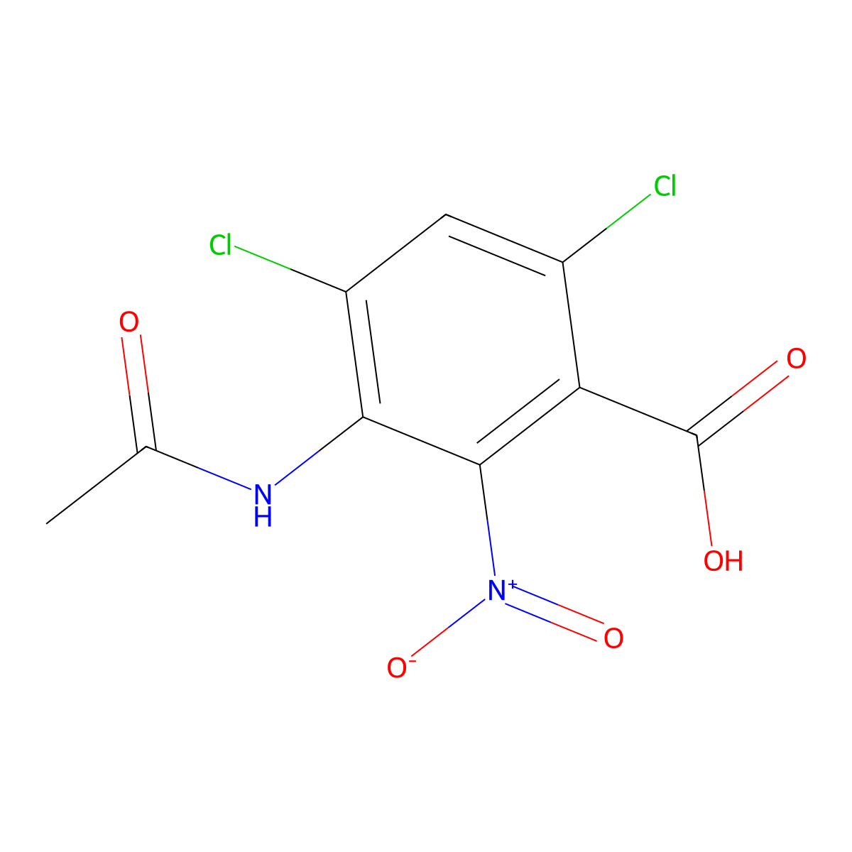 3-Acetamido-4,6-dichloro-2-nitrobenzoic acid molecular structure, CAS 679797-63-8