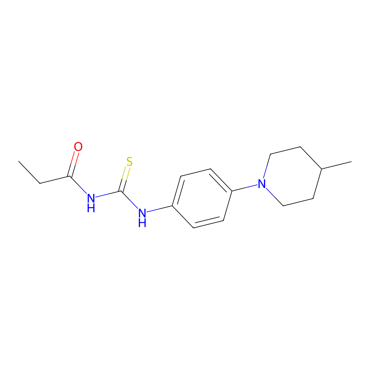 N-[[4-(4-methylpiperidin-1-yl)phenyl]carbamothioyl]propanamide molecular structure, CAS 679798-48-2