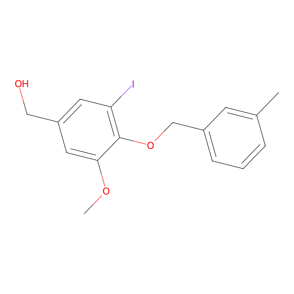 {3-Iodo-5-methoxy-4-[(3-methylbenzyl)oxy]phenyl}methanol molecular structure, CAS 679798-56-2
