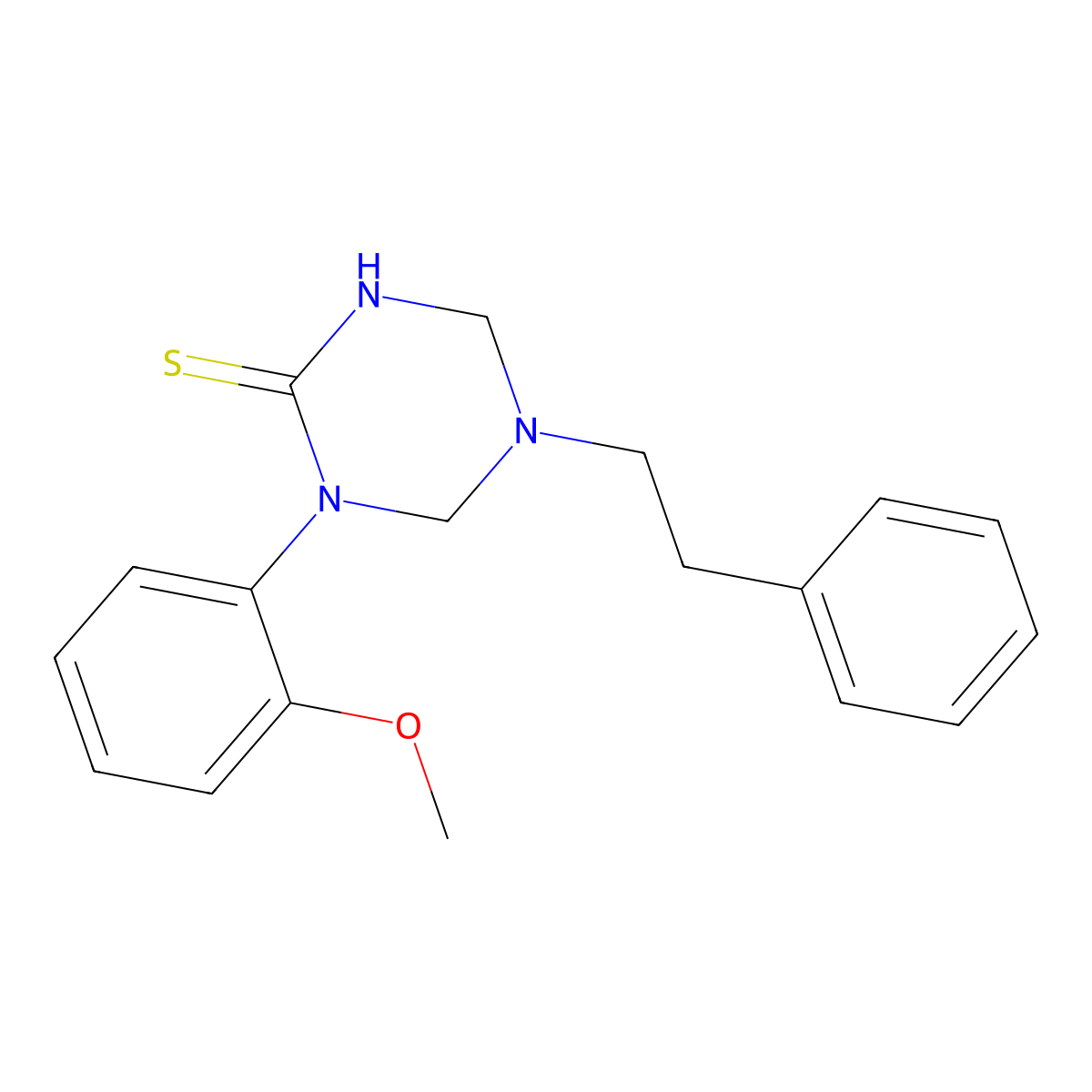 1-(2-Methoxyphenyl)-5-(2-phenylethyl)-1,3,5-triazinane-2-thione molecular structure, CAS 679798-82-4