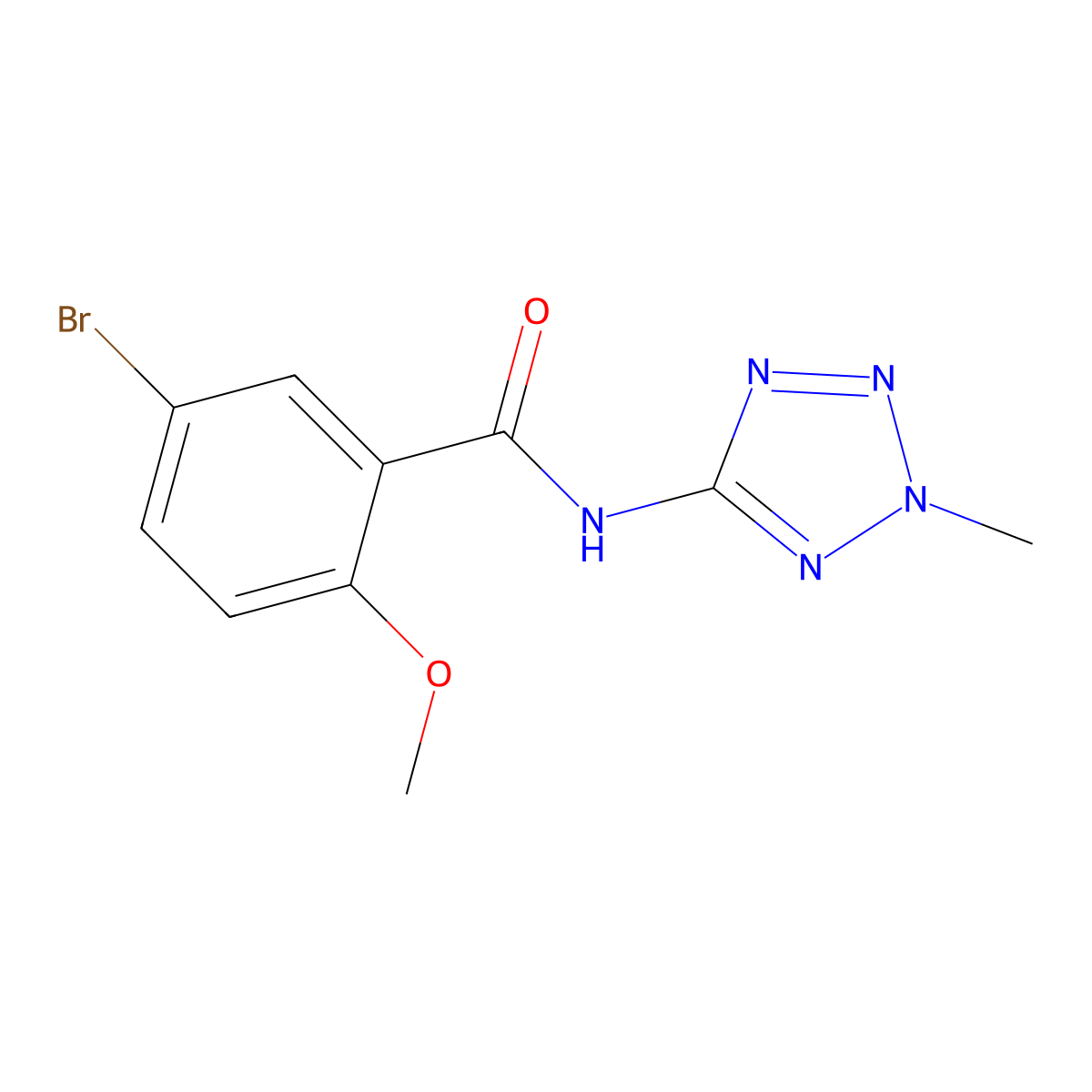 5-bromo-2-methoxy-N-(2-methyltetrazol-5-yl)benzamide molecular structure, CAS 679799-12-3