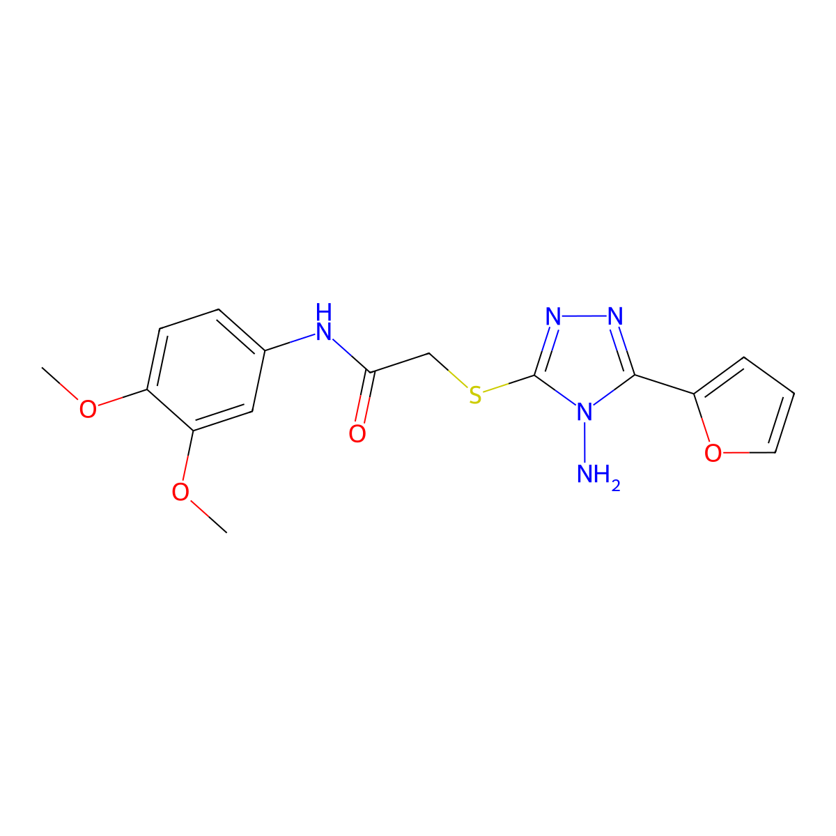 2-((4-amino-5-(furan-2-yl)-4H-1,2,4-triazol-3-yl)thio)-N-(3,4-dimethoxyphenyl)acetamide molecular structure, CAS 679799-18-9