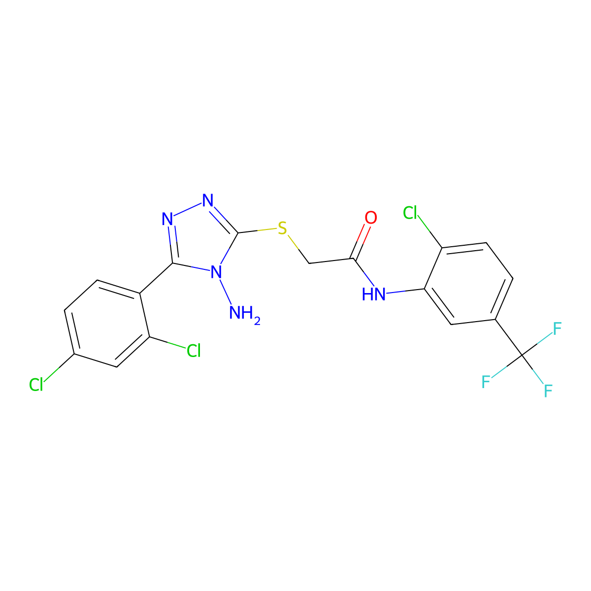 2-[4-amino-5-(2,4-dichlorophenyl)(1,2,4-triazol-3-ylthio)]-N-[2-chloro-5-(trif luoromethyl)phenyl]acetamide molecular structure, CAS 679799-72-5
