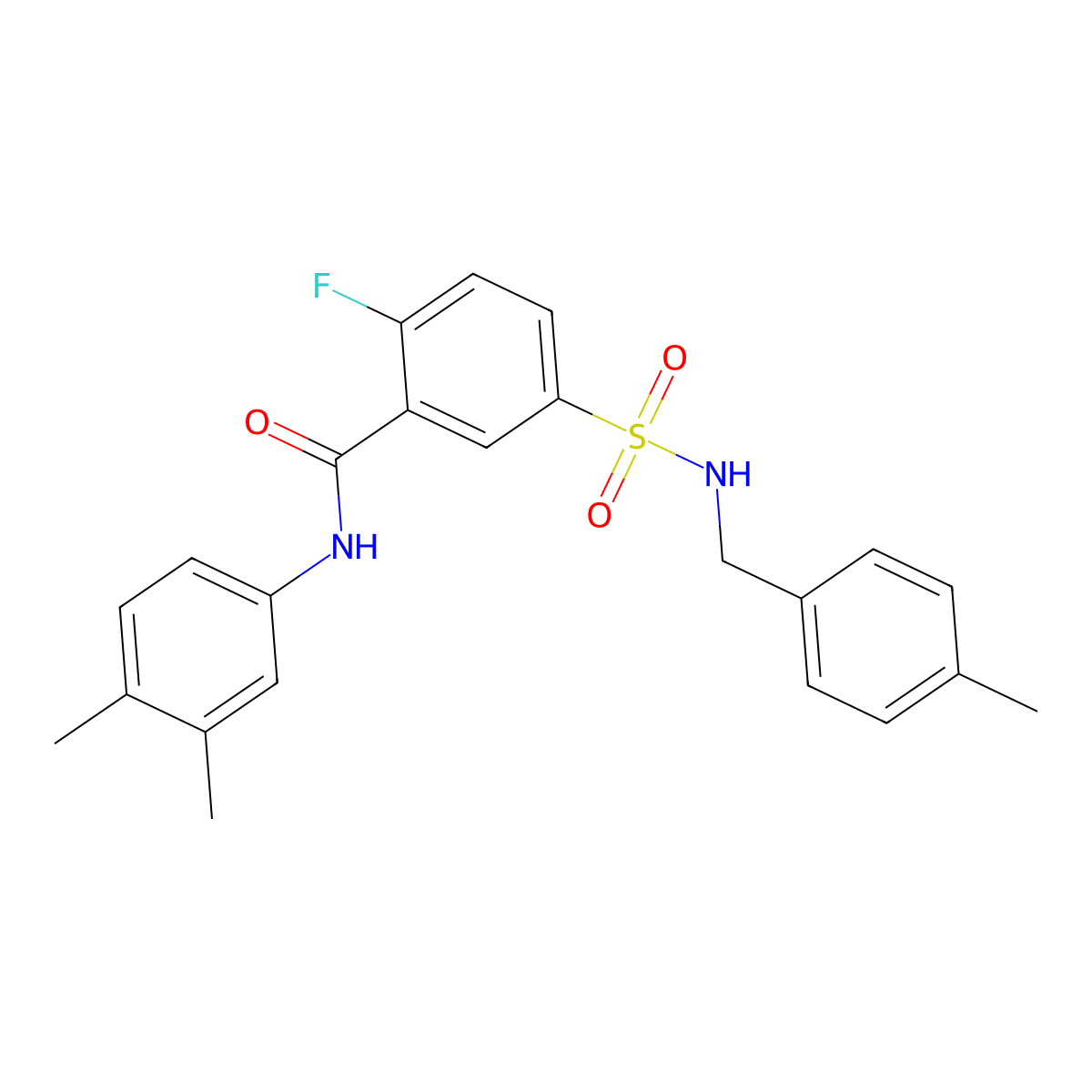 N-(3,4-dimethylphenyl)-2-fluoro-5-[(4-methylphenyl)methylsulfamoyl]benzamide molecular structure, CAS 6798-29-4