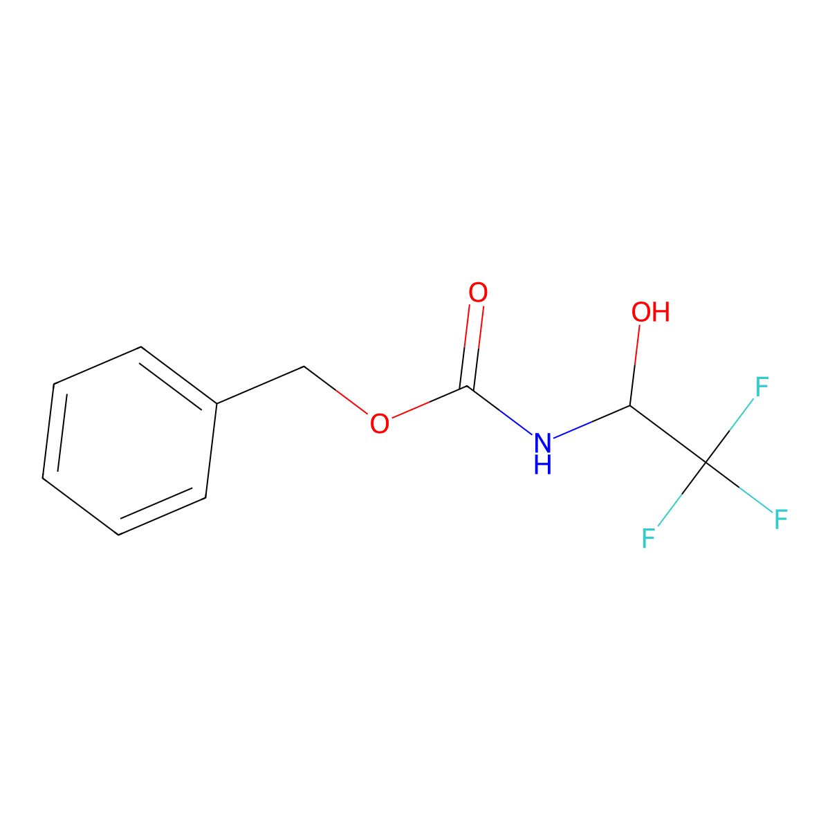 Benzyl (2,2,2-trifluoro-1-hydroxyethyl)carbamate molecular structure, CAS 6798-33-0
