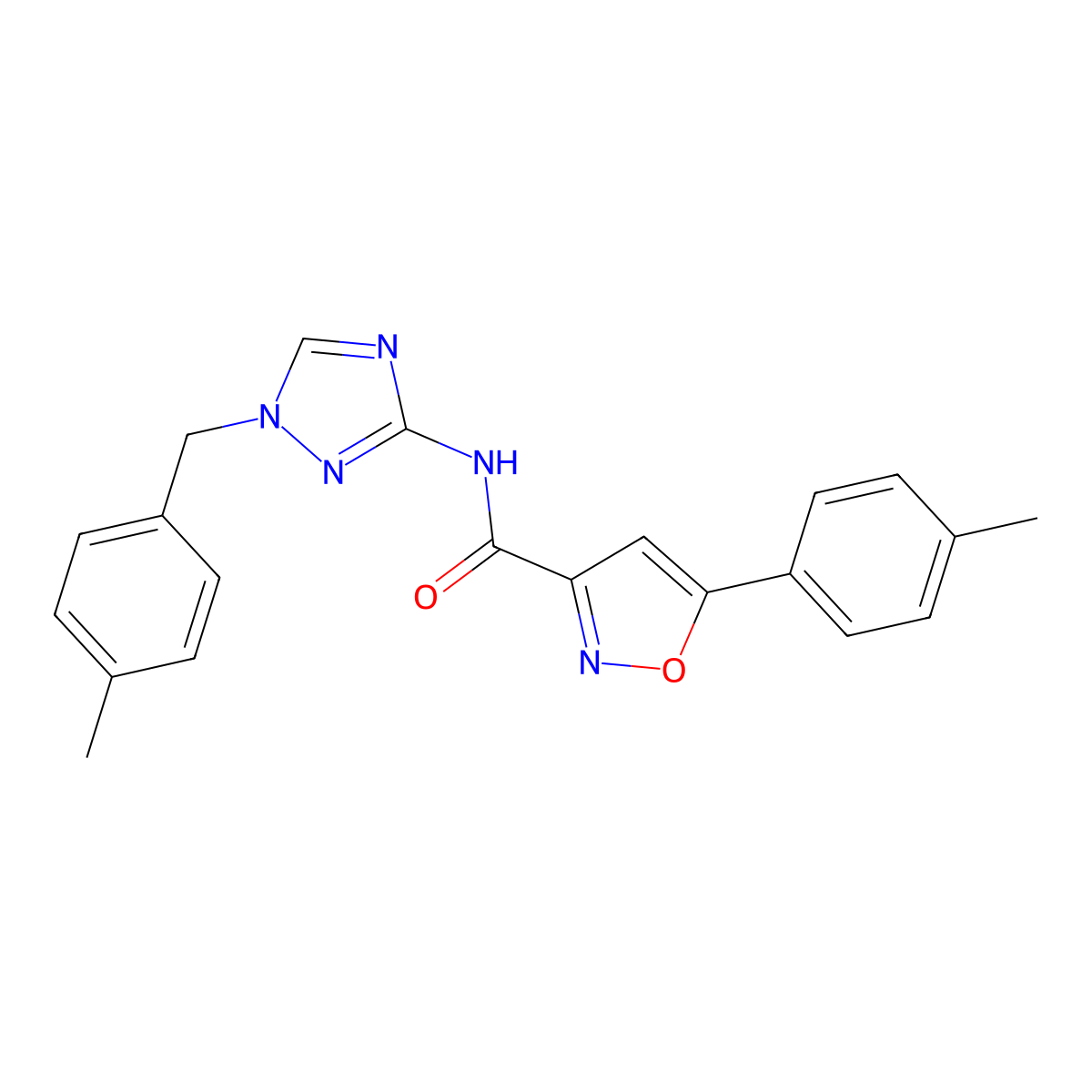 5-(4-methylphenyl)-N-[1-[(4-methylphenyl)methyl]-1,2,4-triazol-3-yl]-1,2-oxazole-3-carboxamide molecular structure, CAS 679801-28-6