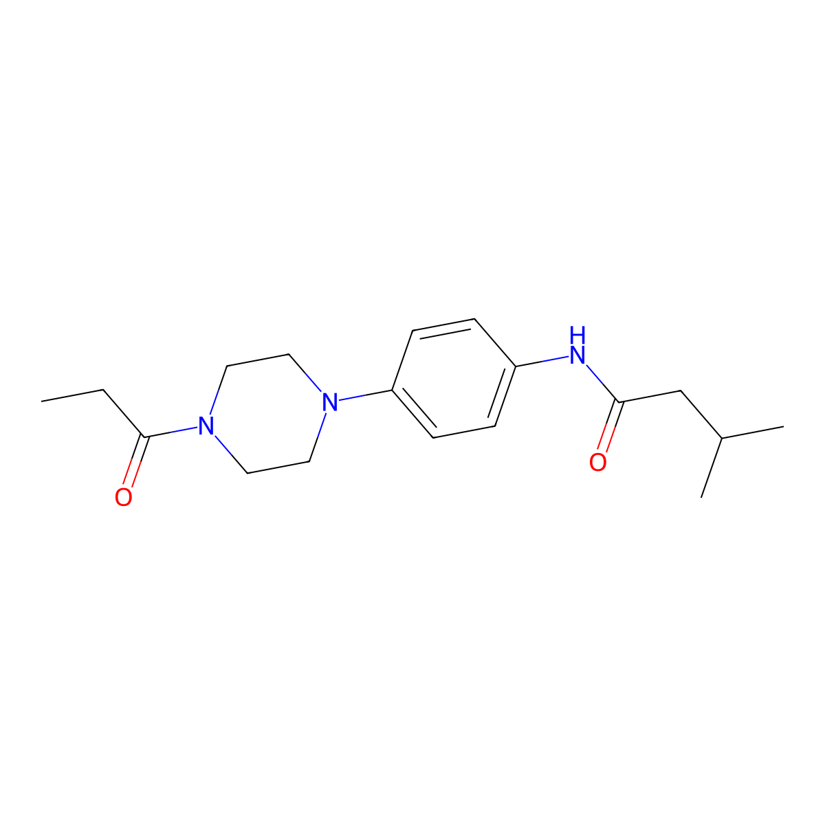 3-methyl-N-[4-(4-propanoylpiperazin-1-yl)phenyl]butanamide molecular structure, CAS 679801-32-2