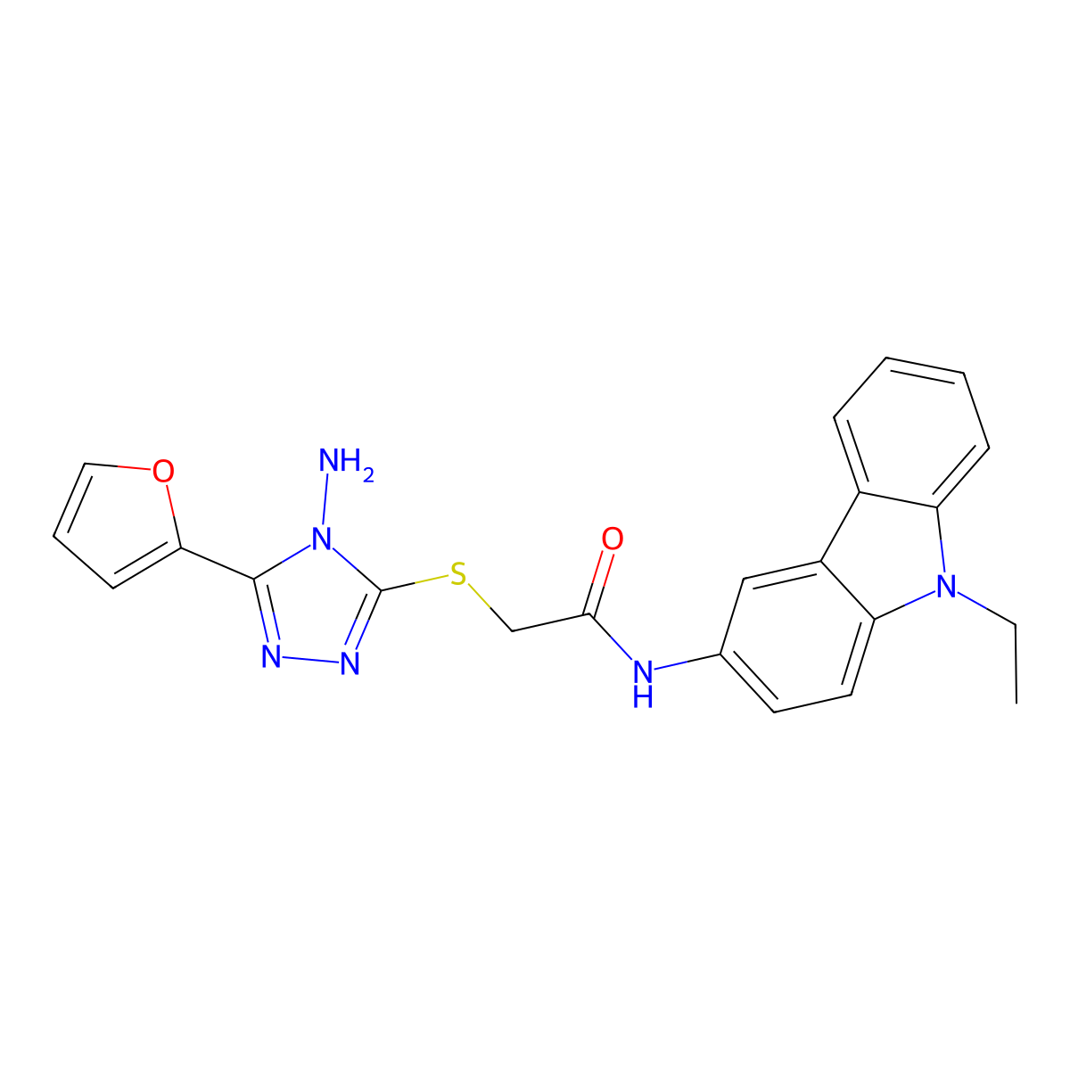 2-{[4-amino-5-(furan-2-yl)-4H-1,2,4-triazol-3-yl]sulfanyl}-N-(9-ethyl-9H-carbazol-3-yl)acetamide molecular structure, CAS 679801-92-4