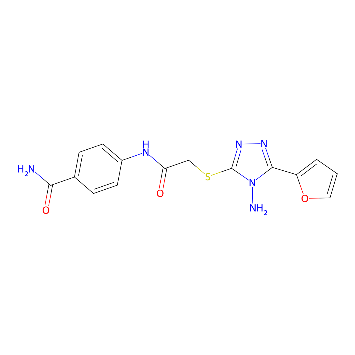 4-[[2-[[4-Amino-5-(furan-2-yl)-1,2,4-triazol-3-yl]sulfanyl]acetyl]amino]benzamide molecular structure, CAS 679802-15-4