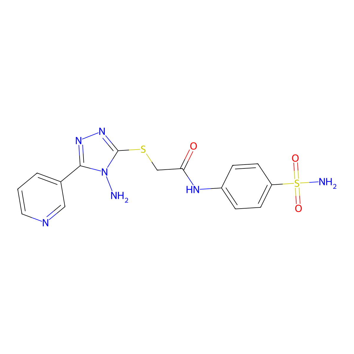2-(4-amino-5-(3-pyridyl)(1,2,4-triazol-3-ylthio))-N-(4-sulfamoylphenyl)acetami de molecular structure, CAS 679804-21-8