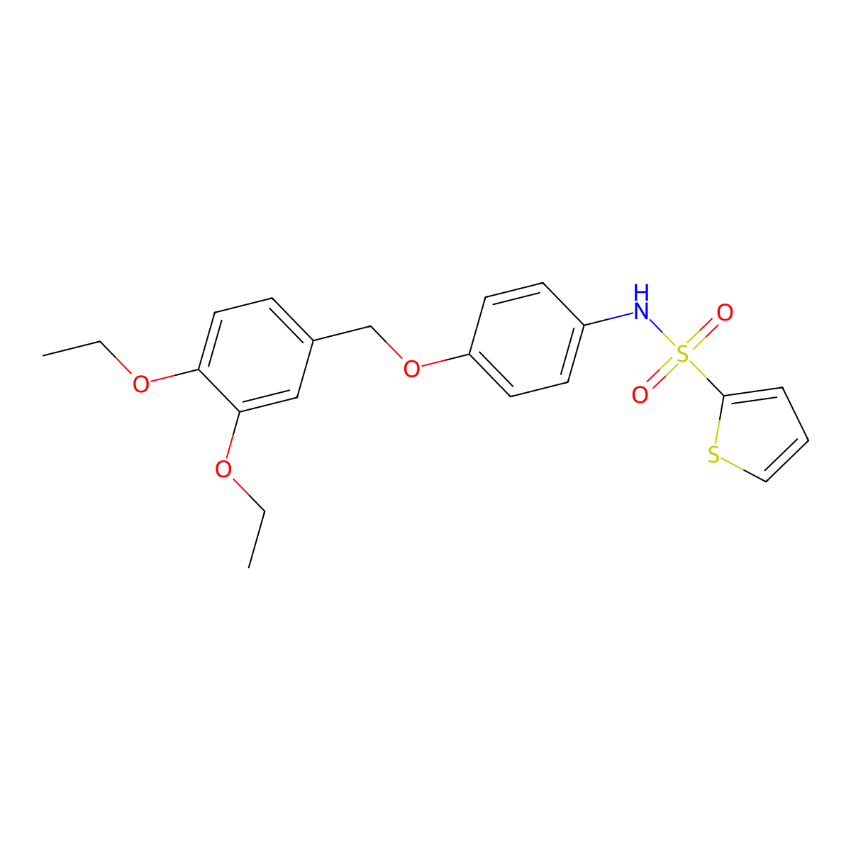 N-[4-[(3,4-diethoxyphenyl)methoxy]phenyl]thiophene-2-sulfonamide molecular structure, CAS 679810-95-8