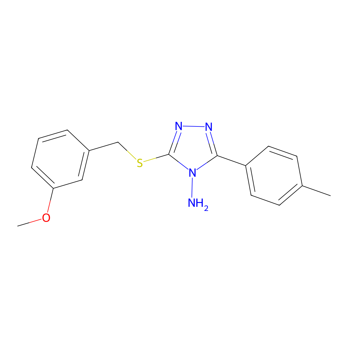 3-((3-Methoxybenzyl)thio)-5-(4-methylphenyl)-4H-1,2,4-triazol-4-ylamine molecular structure, CAS 679811-48-4