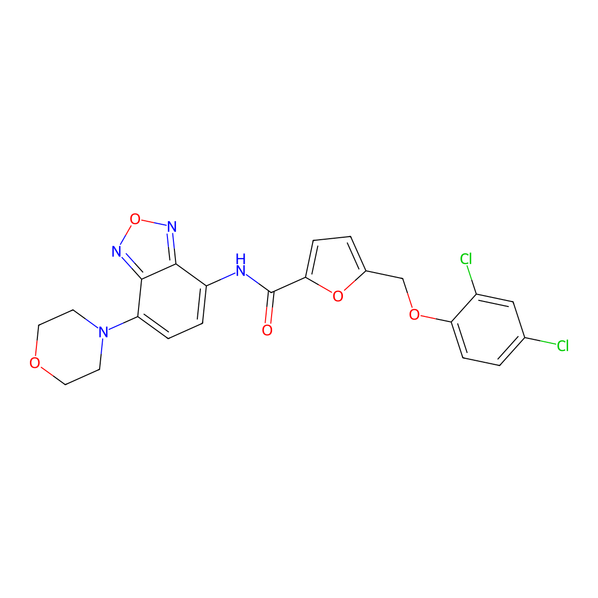 5-[(2,4-dichlorophenoxy)methyl]-N-(4-morpholin-4-yl-2,1,3-benzoxadiazol-7-yl)furan-2-carboxamide molecular structure, CAS 679815-78-2