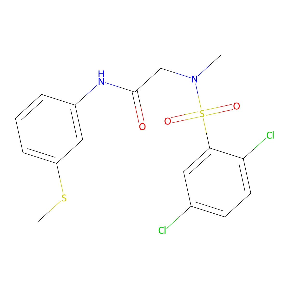2-[(2,5-dichlorophenyl)sulfonyl-methylamino]-N-(3-methylsulfanylphenyl)acetamide molecular structure, CAS 679818-73-6