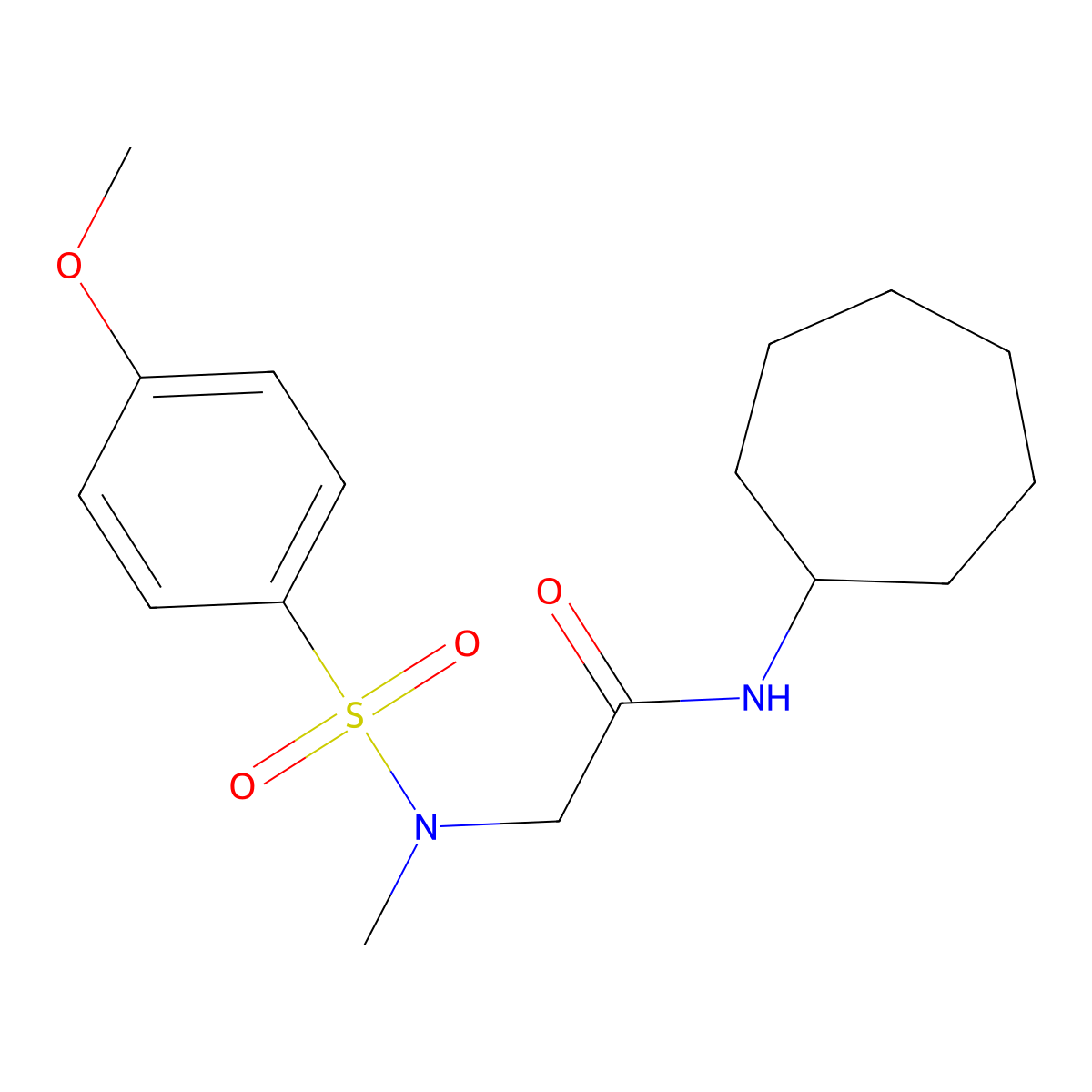 N-cycloheptyl-2-[(4-methoxyphenyl)sulfonyl-methylamino]acetamide molecular structure, CAS 679818-79-2