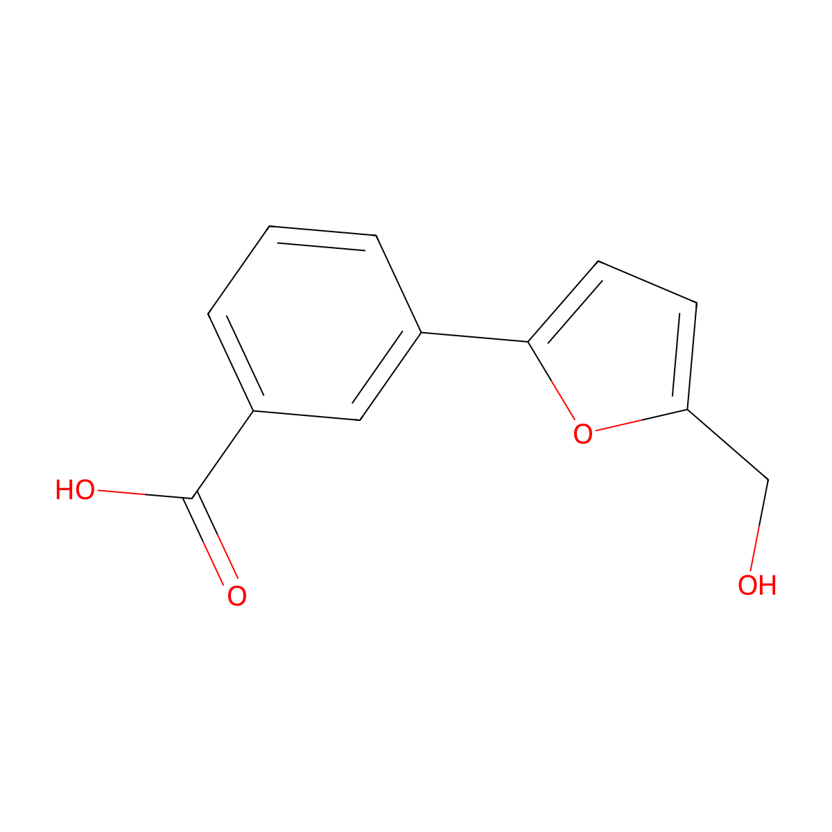 3-(5-Hydroxymethyl-furan-2-yl)-benzoic acid molecular structure, CAS 679821-90-0