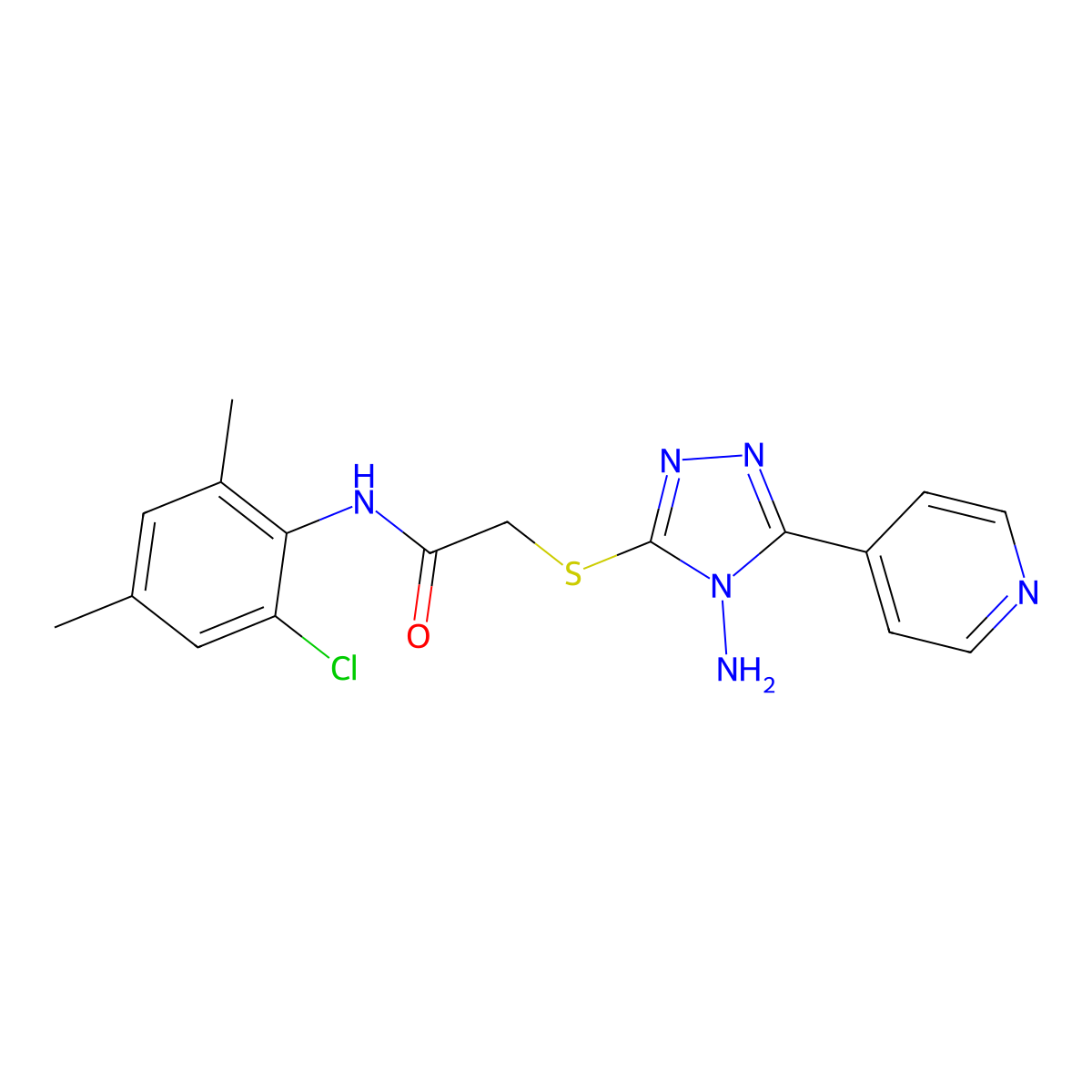 2-(4-amino-5-(4-pyridyl)(1,2,4-triazol-3-ylthio))-N-(2-chloro-4,6-dimethylphen yl)acetamide molecular structure, CAS 679821-98-8