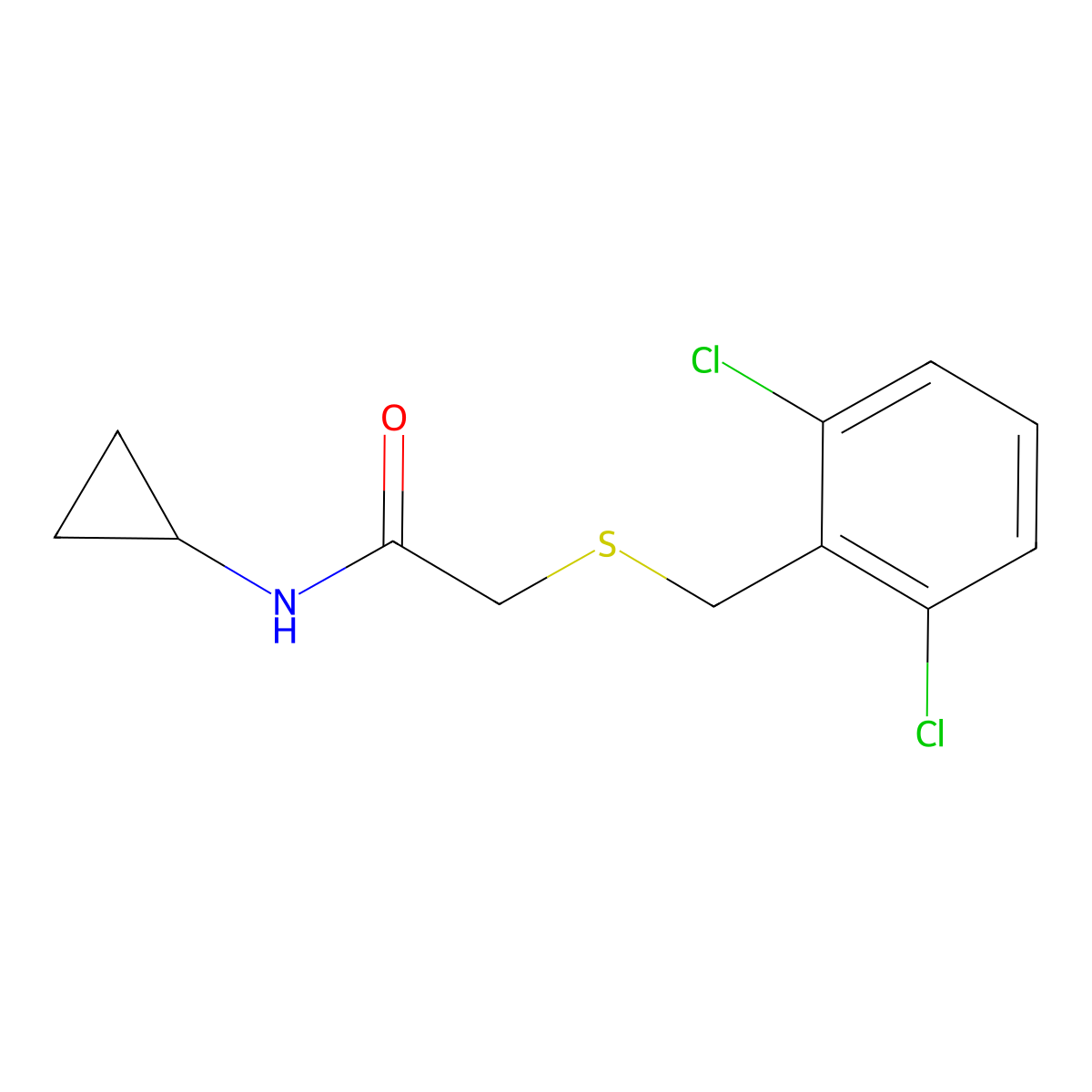 N-cyclopropyl-2-[(2,6-dichlorobenzyl)sulfanyl]acetamide molecular structure, CAS 679822-14-1