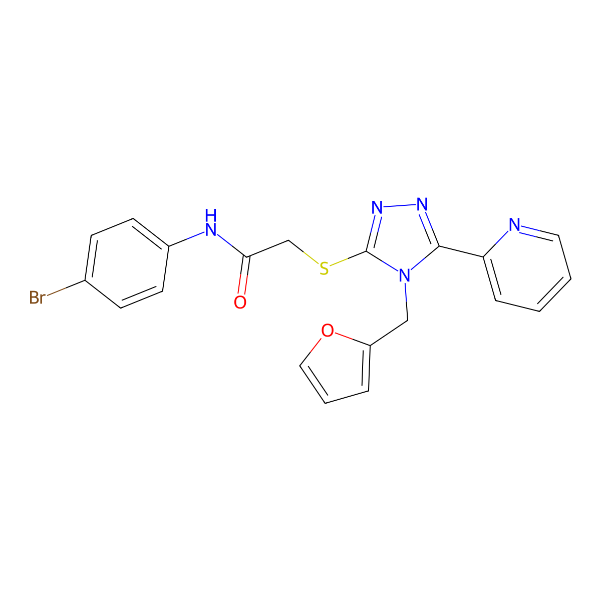 N-(4-bromophenyl)-2-{[4-(furan-2-ylmethyl)-5-(pyridin-2-yl)-4H-1,2,4-triazol-3-yl]sulfanyl}acetamide molecular structure, CAS 679822-29-8