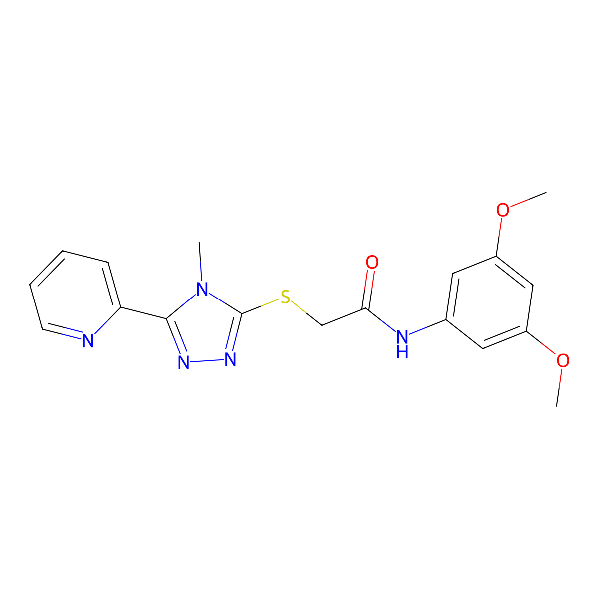 N-(3,5-dimethoxyphenyl)-2-{[4-methyl-5-(pyridin-2-yl)-4H-1,2,4-triazol-3-yl]sulfanyl}acetamide molecular structure, CAS 679822-80-1