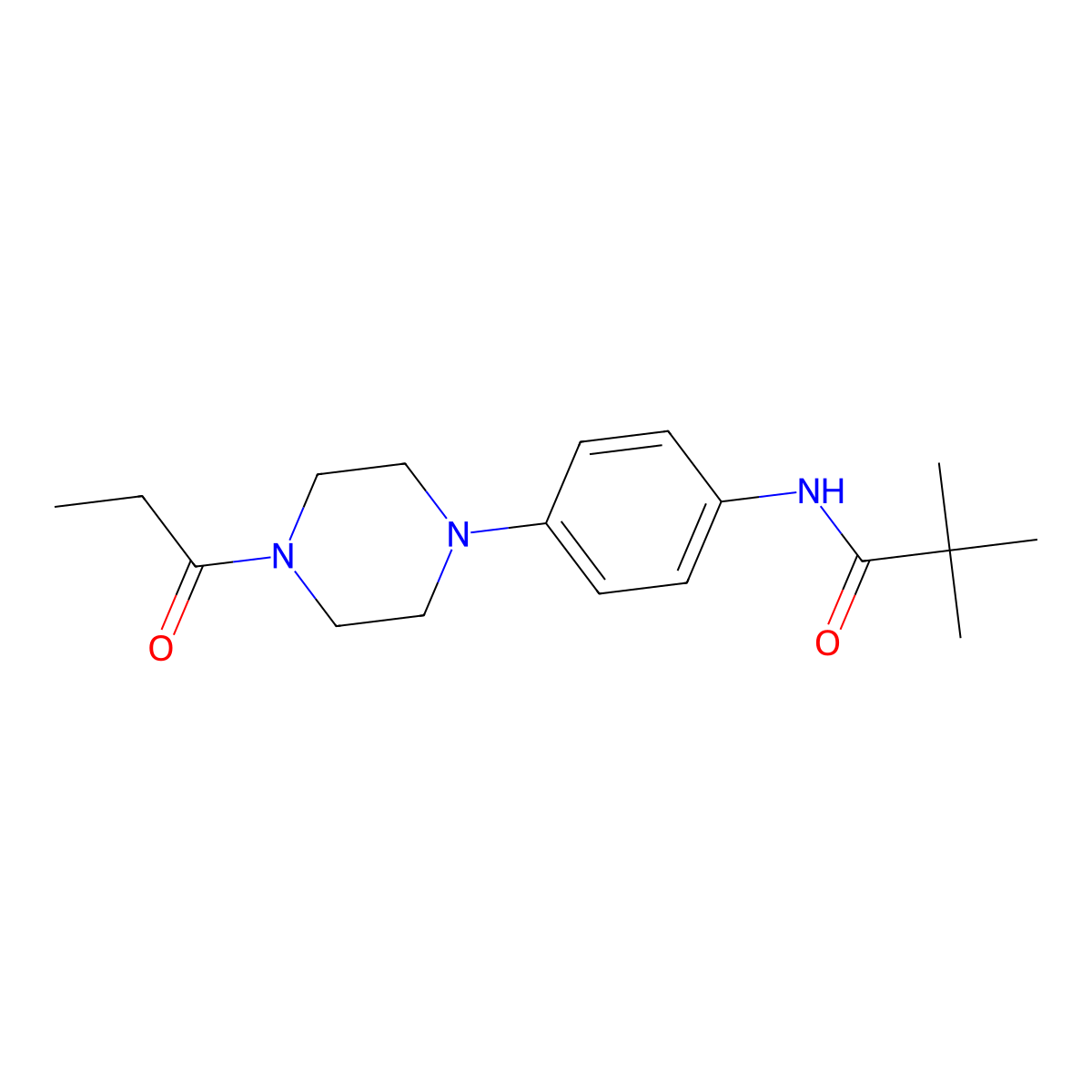2,2-dimethyl-N-[4-(4-propanoylpiperazin-1-yl)phenyl]propanamide molecular structure, CAS 679824-12-5