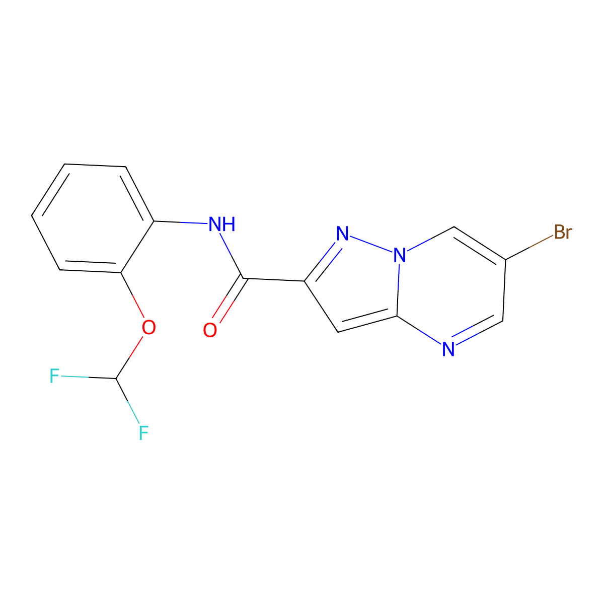 6-bromo-N-[2-(difluoromethoxy)phenyl]pyrazolo[1,5-a]pyrimidine-2-carboxamide molecular structure, CAS 679824-55-6