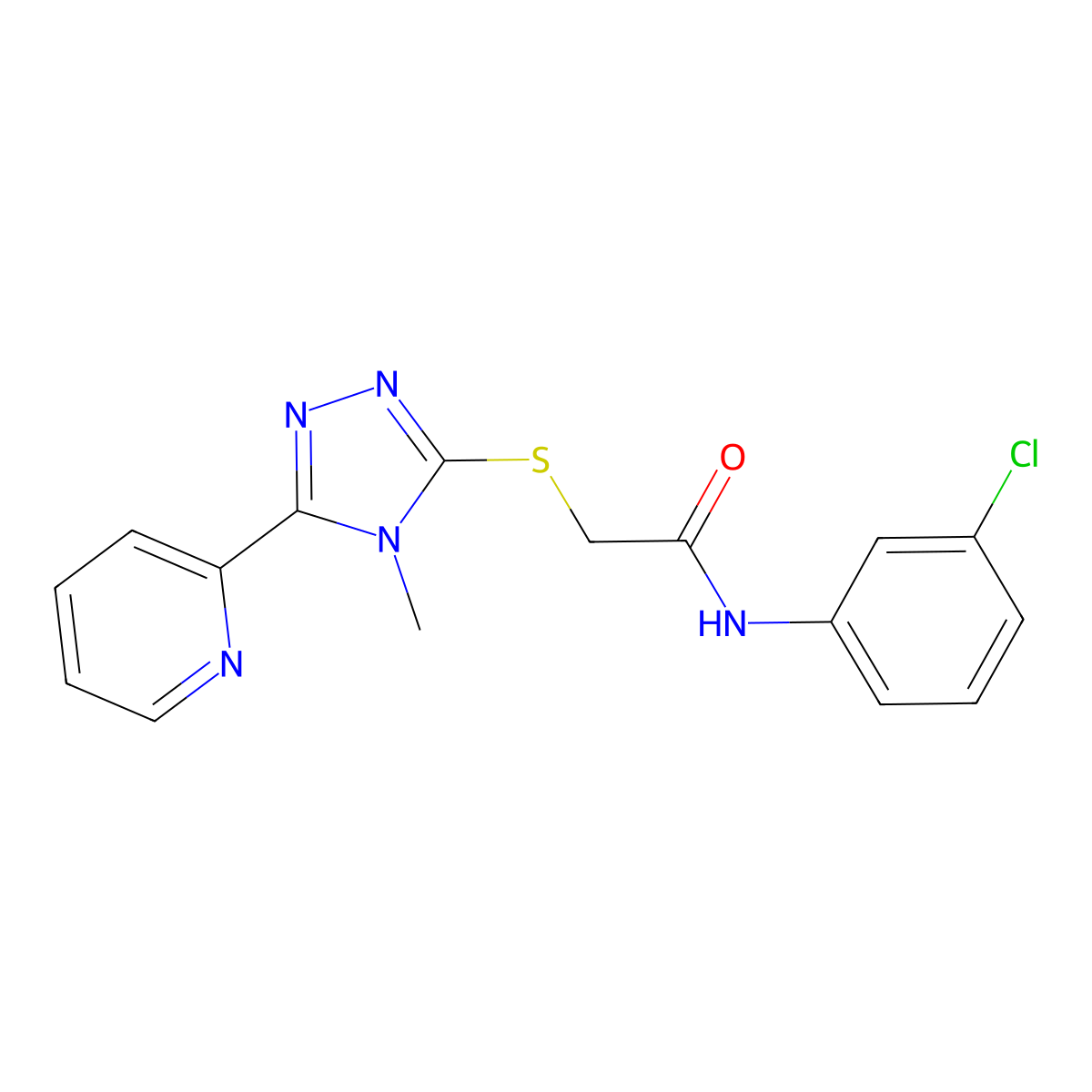 N-(3-chlorophenyl)-2-{[4-methyl-5-(pyridin-2-yl)-4H-1,2,4-triazol-3-yl]sulfanyl}acetamide molecular structure, CAS 679825-47-9