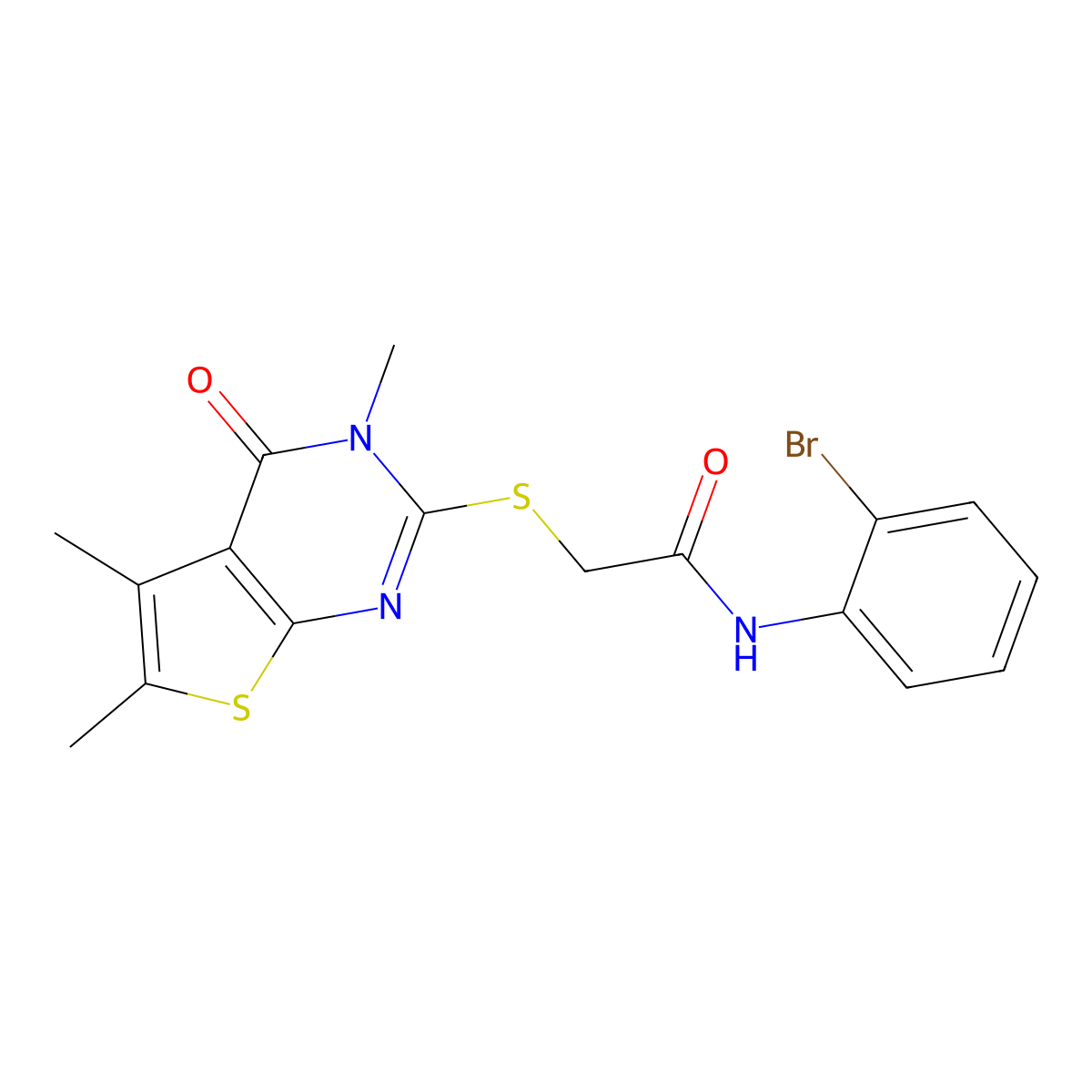N-(2-bromophenyl)-2-[(3,5,6-trimethyl-4-oxo-3,4-dihydrothieno[2,3-d]pyrimidin-2-yl)sulfanyl]acetamide molecular structure, CAS 679825-83-3