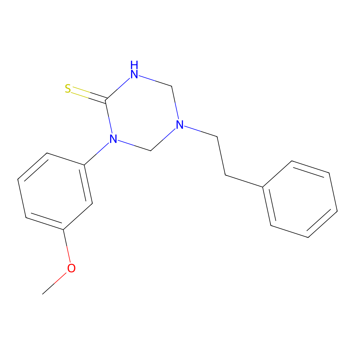 1-(3-Methoxyphenyl)-5-(2-phenylethyl)-1,3,5-triazinane-2-thione molecular structure, CAS 679825-92-4
