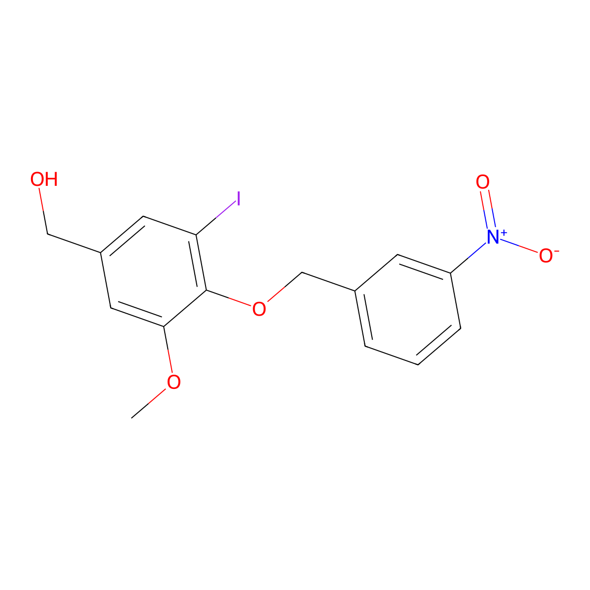 [3-Iodo-5-methoxy-4-[(3-nitrophenyl)methoxy]phenyl]methanol molecular structure, CAS 679830-84-3