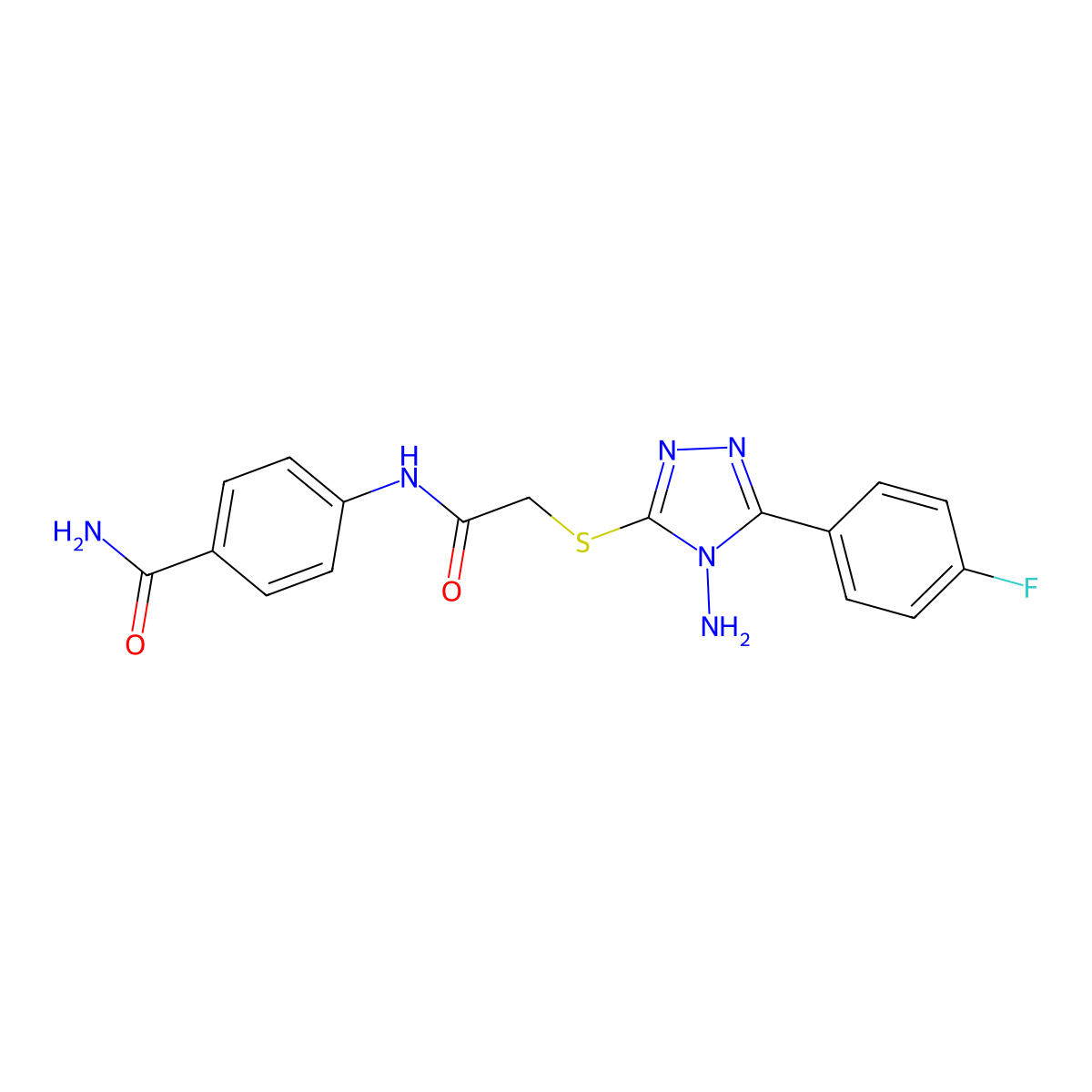 4-[({[4-amino-5-(4-fluorophenyl)-4H-1,2,4-triazol-3-yl]sulfanyl}acetyl)amino]benzamide molecular structure, CAS 679831-63-1