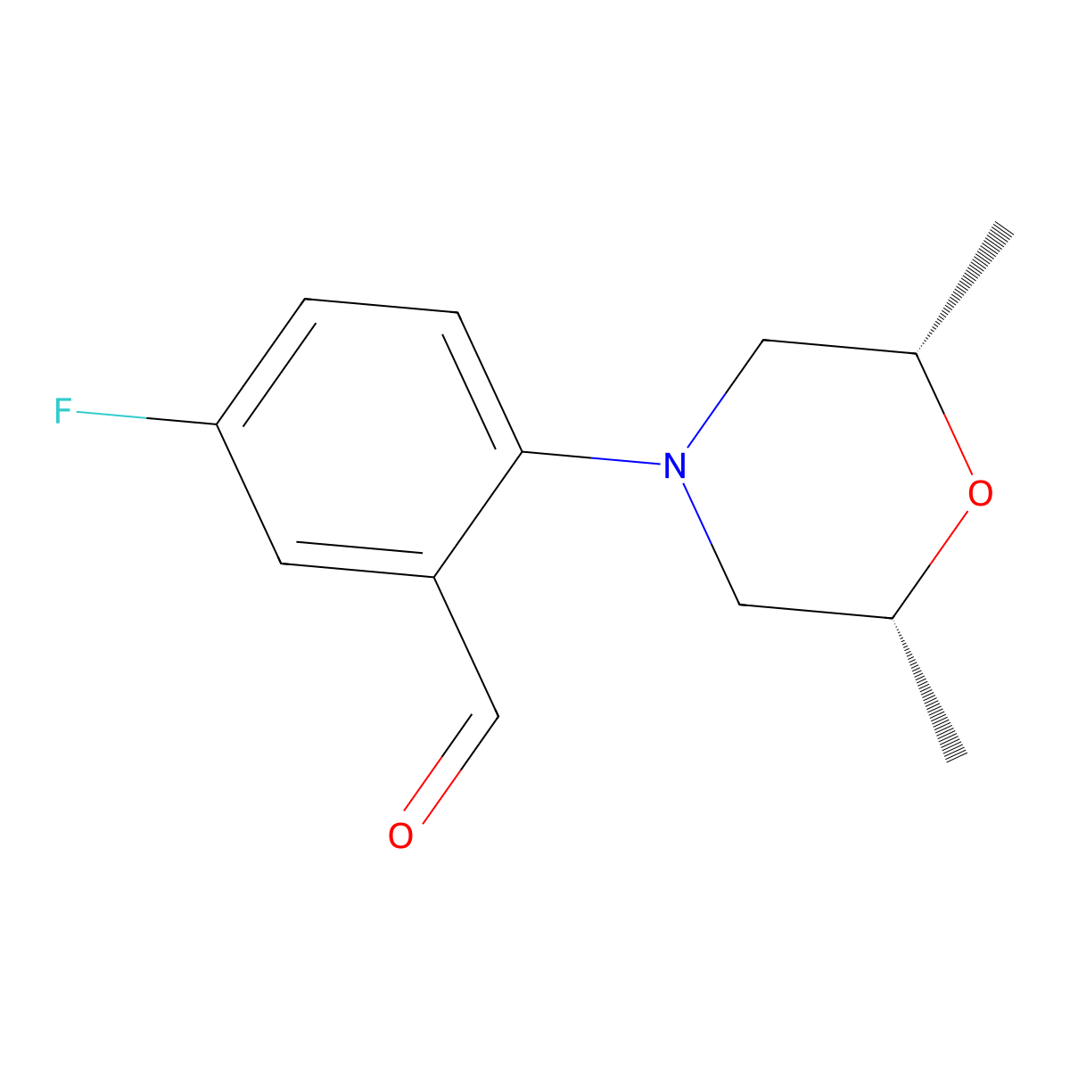 2-[(2R,6S)-2,6-dimethylmorpholin-4-yl]-5-fluorobenzaldehyde molecular structure, CAS 679839-17-9